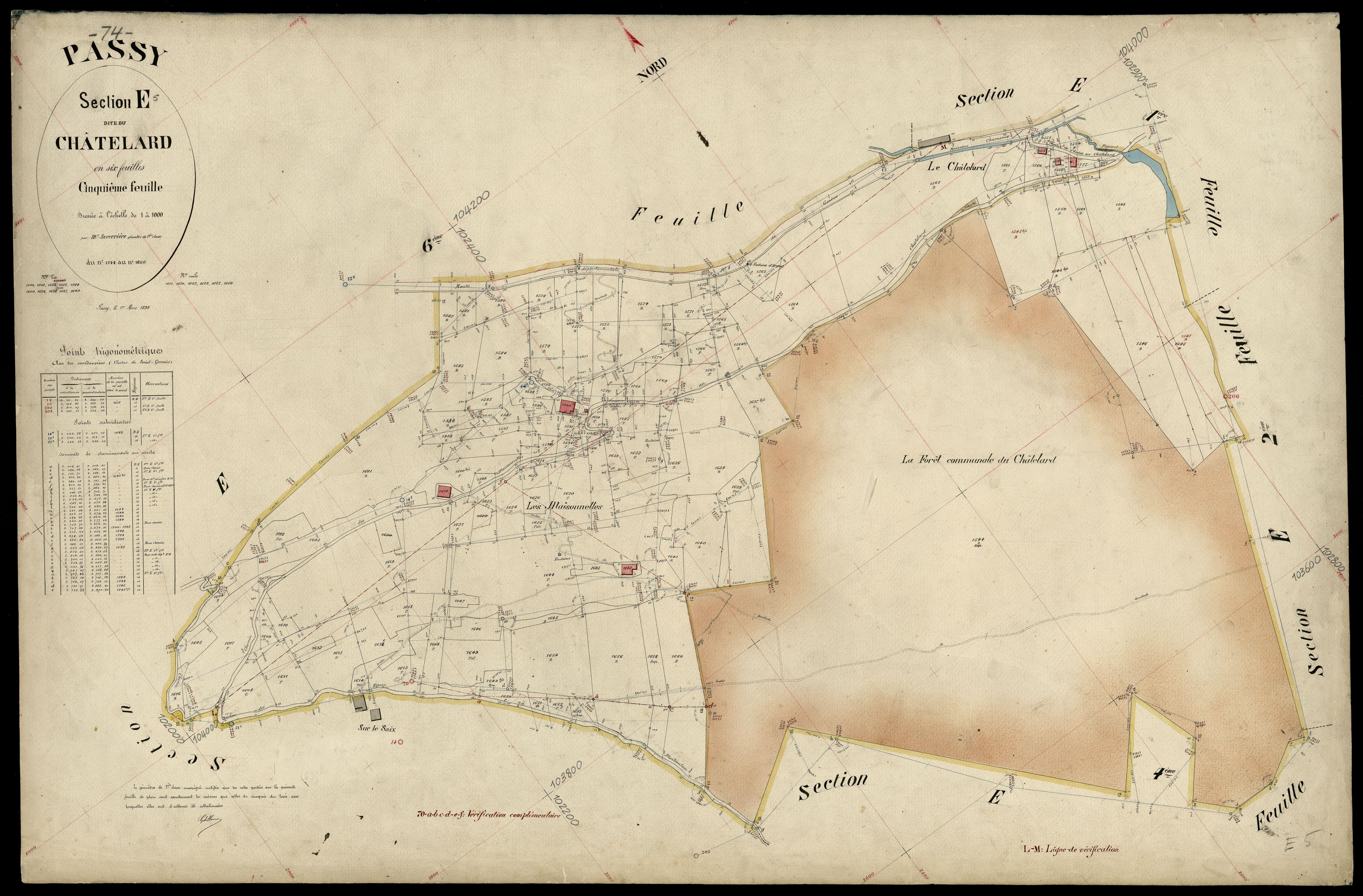 3 P 3 6726 - Feuille n° 6, parcelles n° 1661 à 1747 - 1er mars 1899