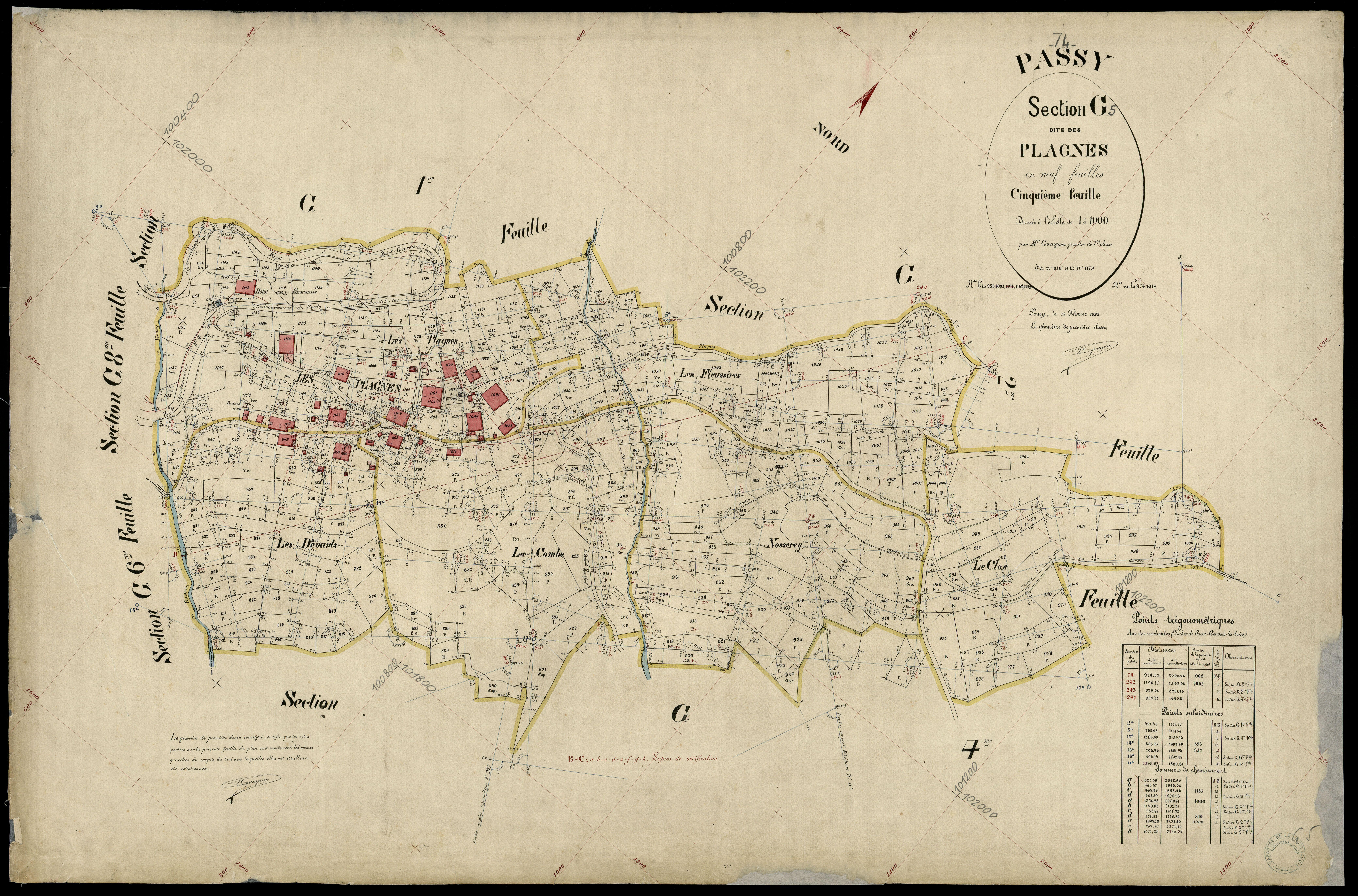 3 P 3 6737 - Feuille n° 6, parcelles n° 1180 à 1391 - 15 février 1898