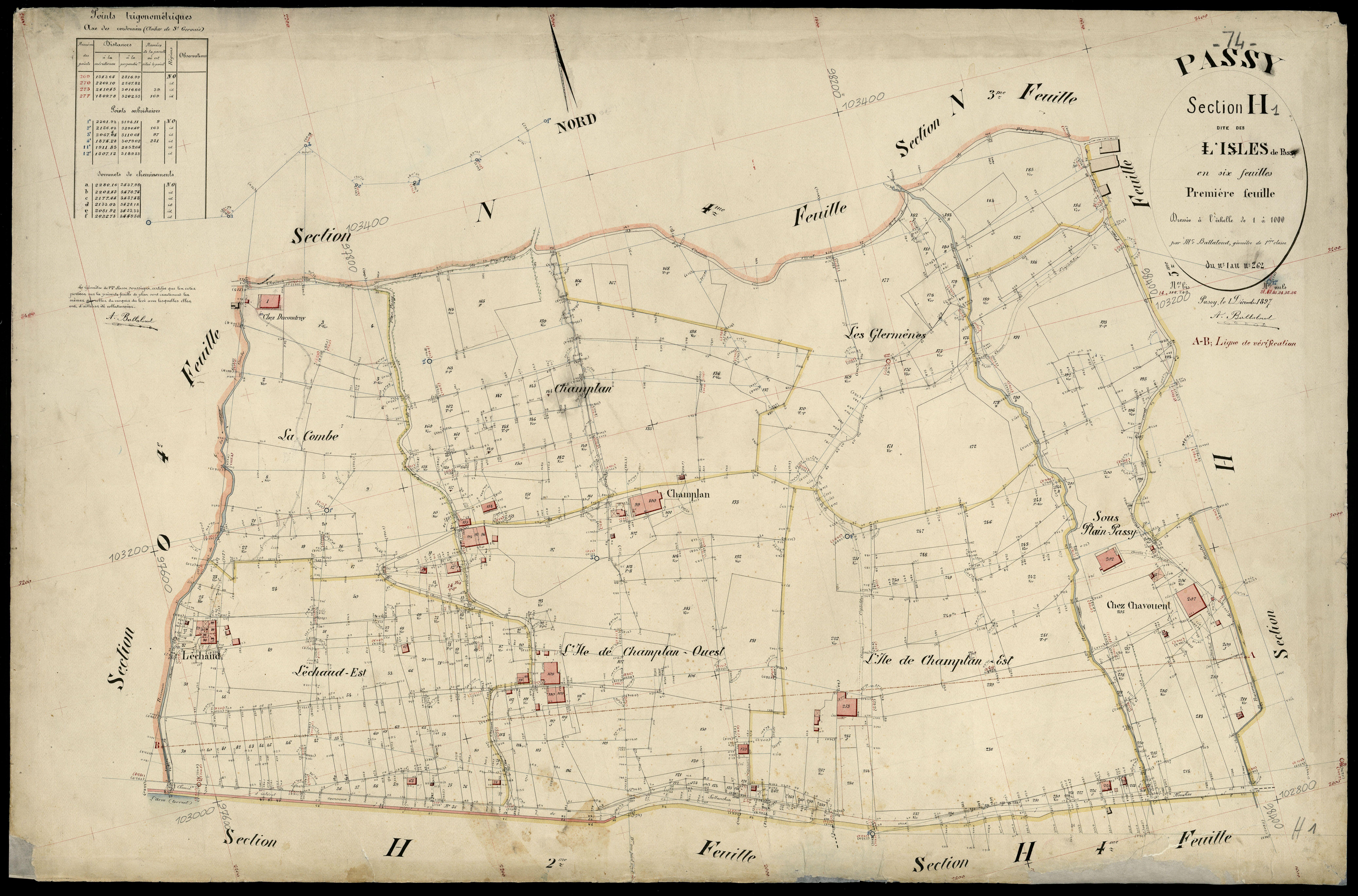 3 P 3 6742 - Feuille n° 2, parcelles n° 263 à 374 - 1er décembre 1897