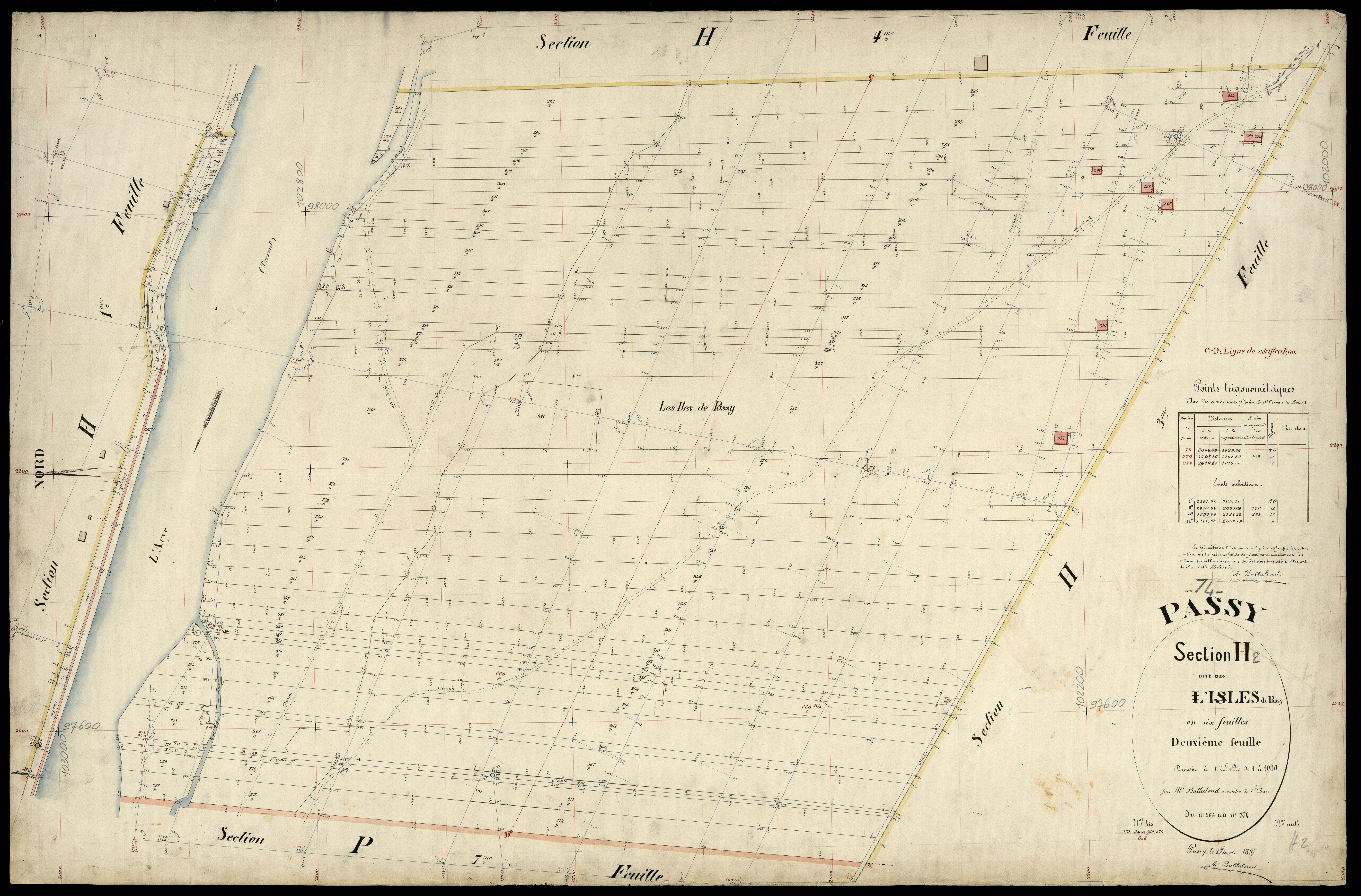 3 P 3 6743 - Feuille n° 3, parcelles n° 375 à 443 - 1er décembre 1897