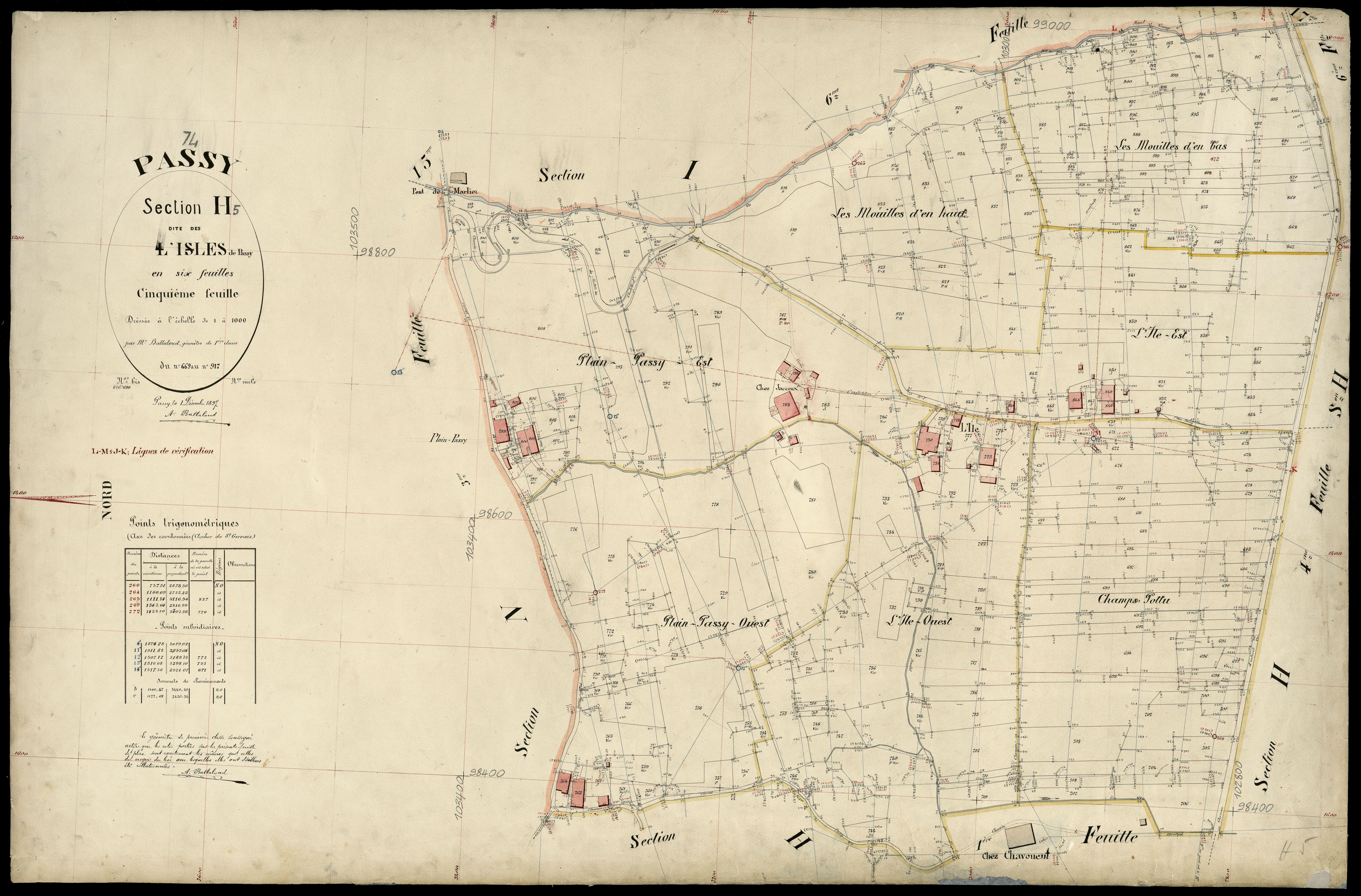 3 P 3 6746 - Feuille n° 6, parcelles n° 918 à 1015 - 1er décembre 1897