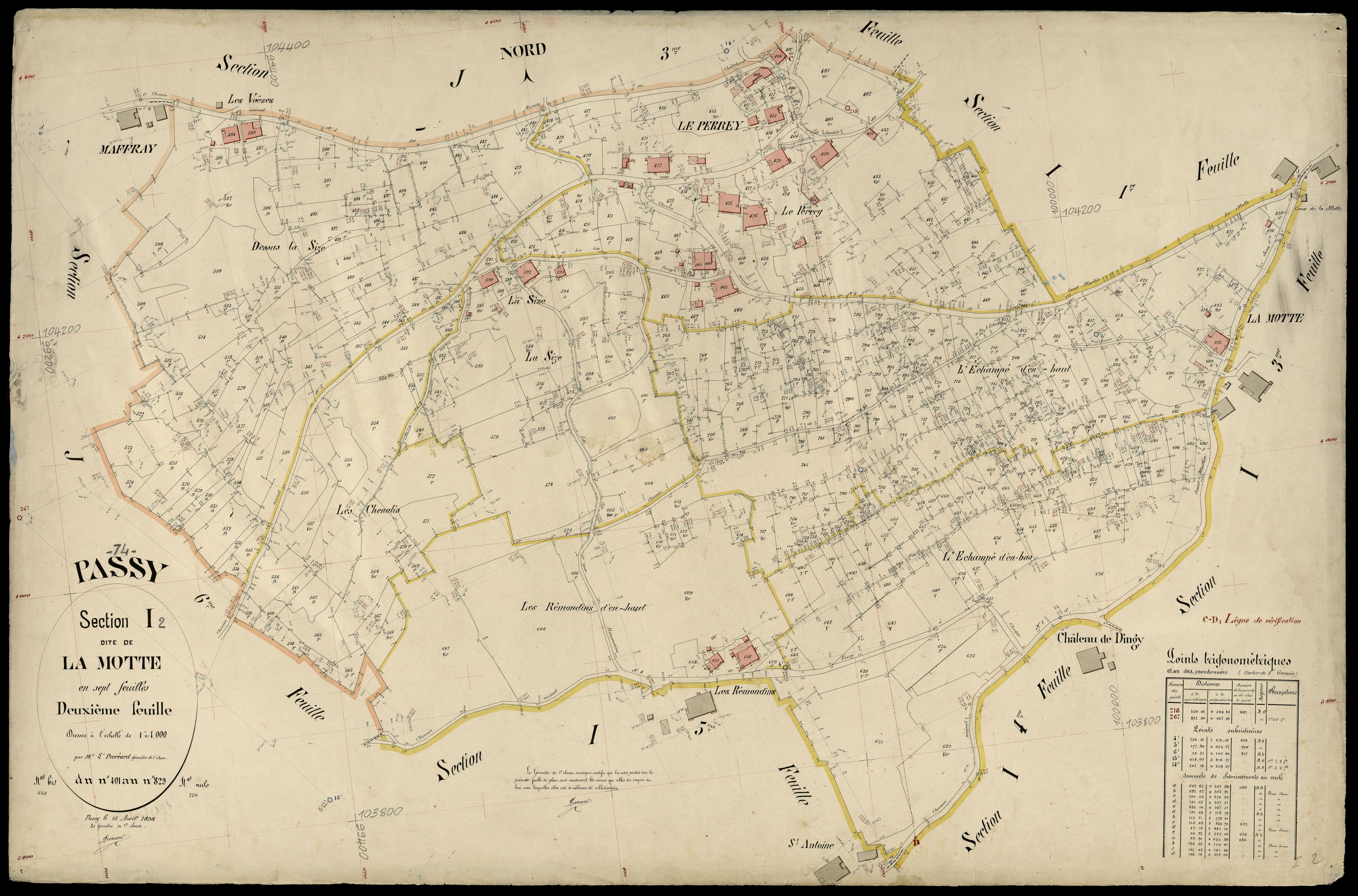 3 P 3 6749 - Feuille n° 3, parcelles n° 830 à 1242 - 15 avril 1898