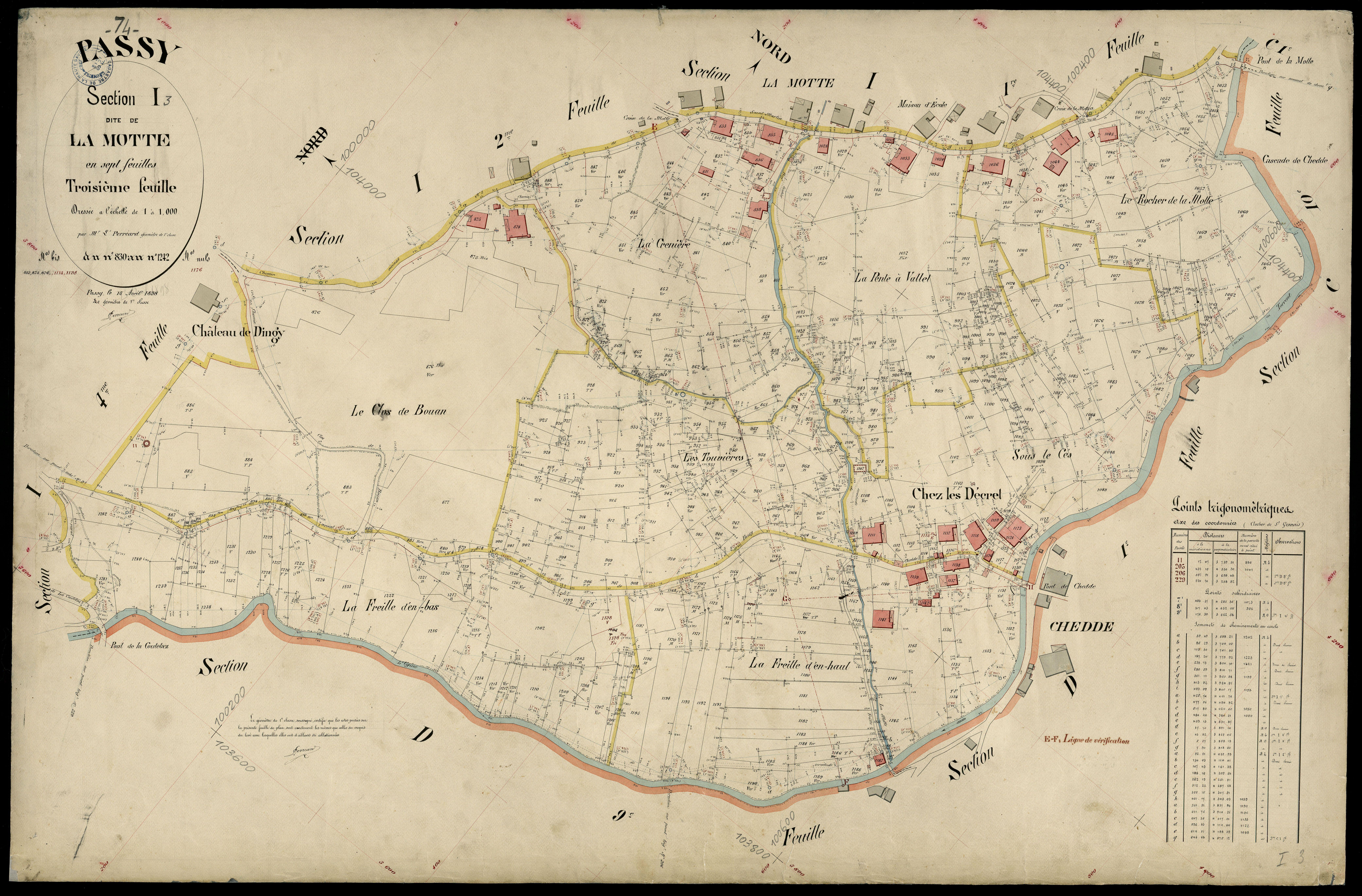 3 P 3 6750 - Feuille n° 4, parcelles n° 1243 à 1410 - 15 avril 1898