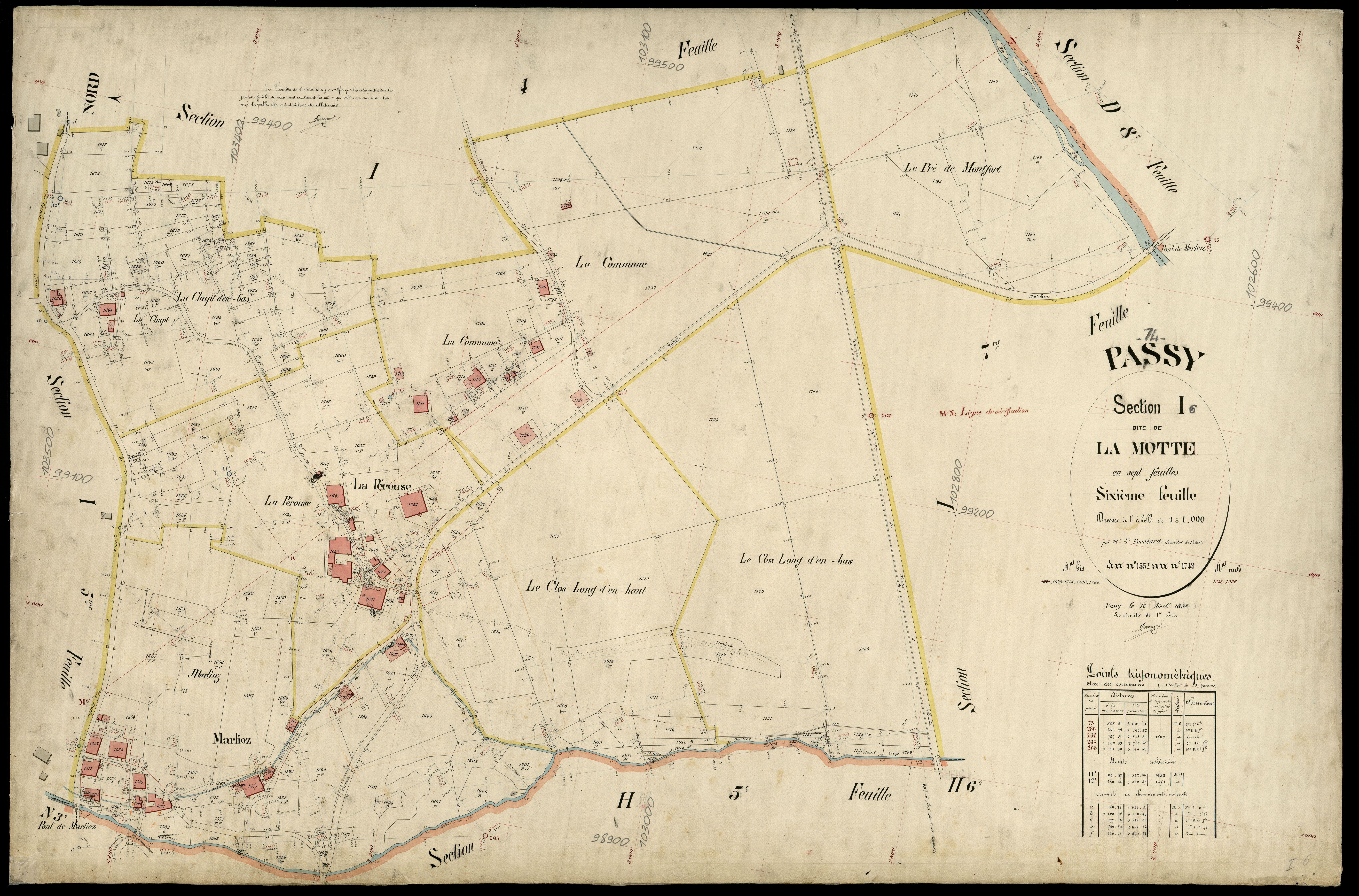 3 P 3 6753 - Feuille n° 7, parcelles n° 1750 à 1783 - 15 avril 1898