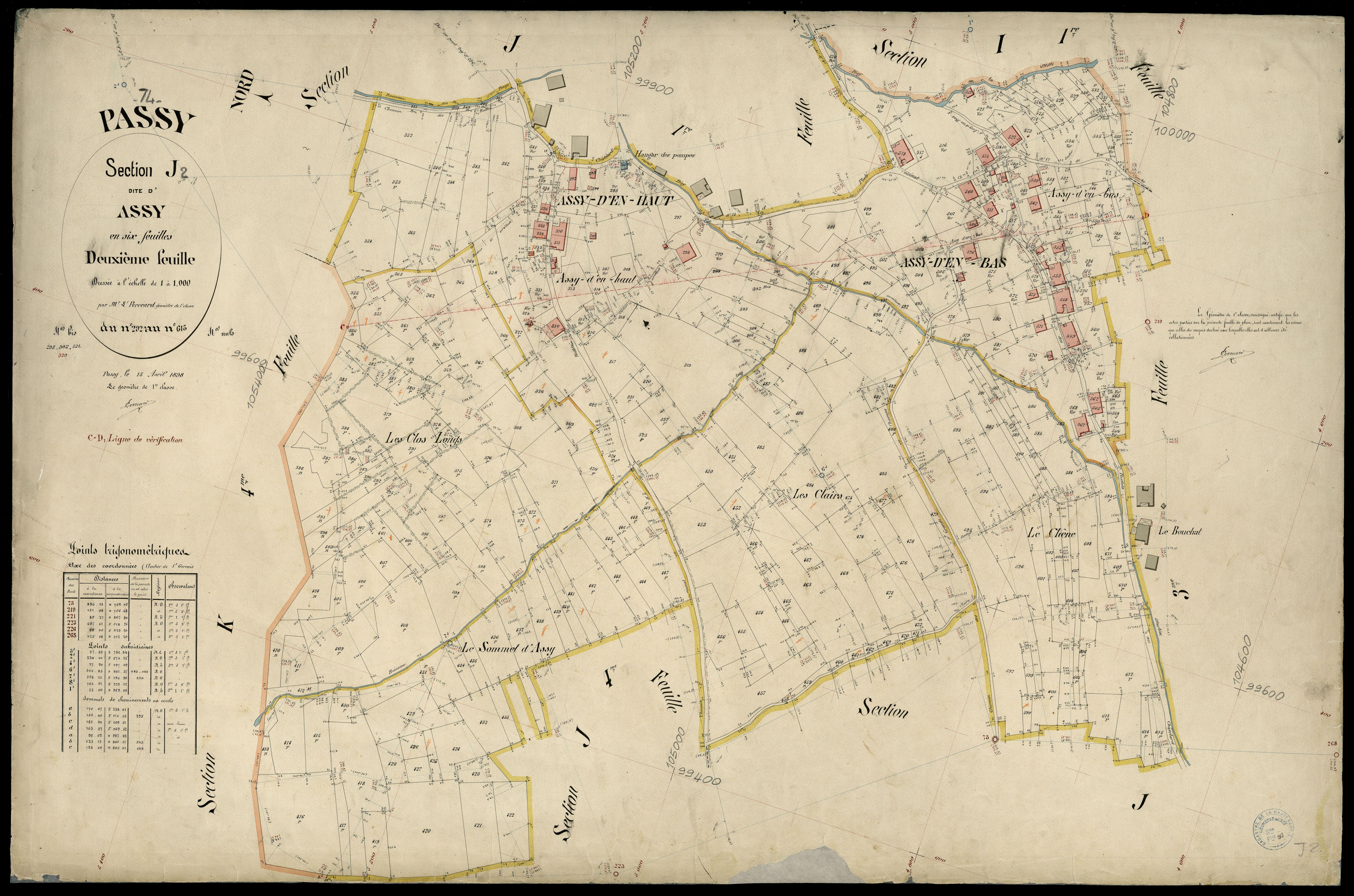 3 P 3 6756 - Feuille n° 3, parcelles n° 616 à 948 - 15 avril 1898