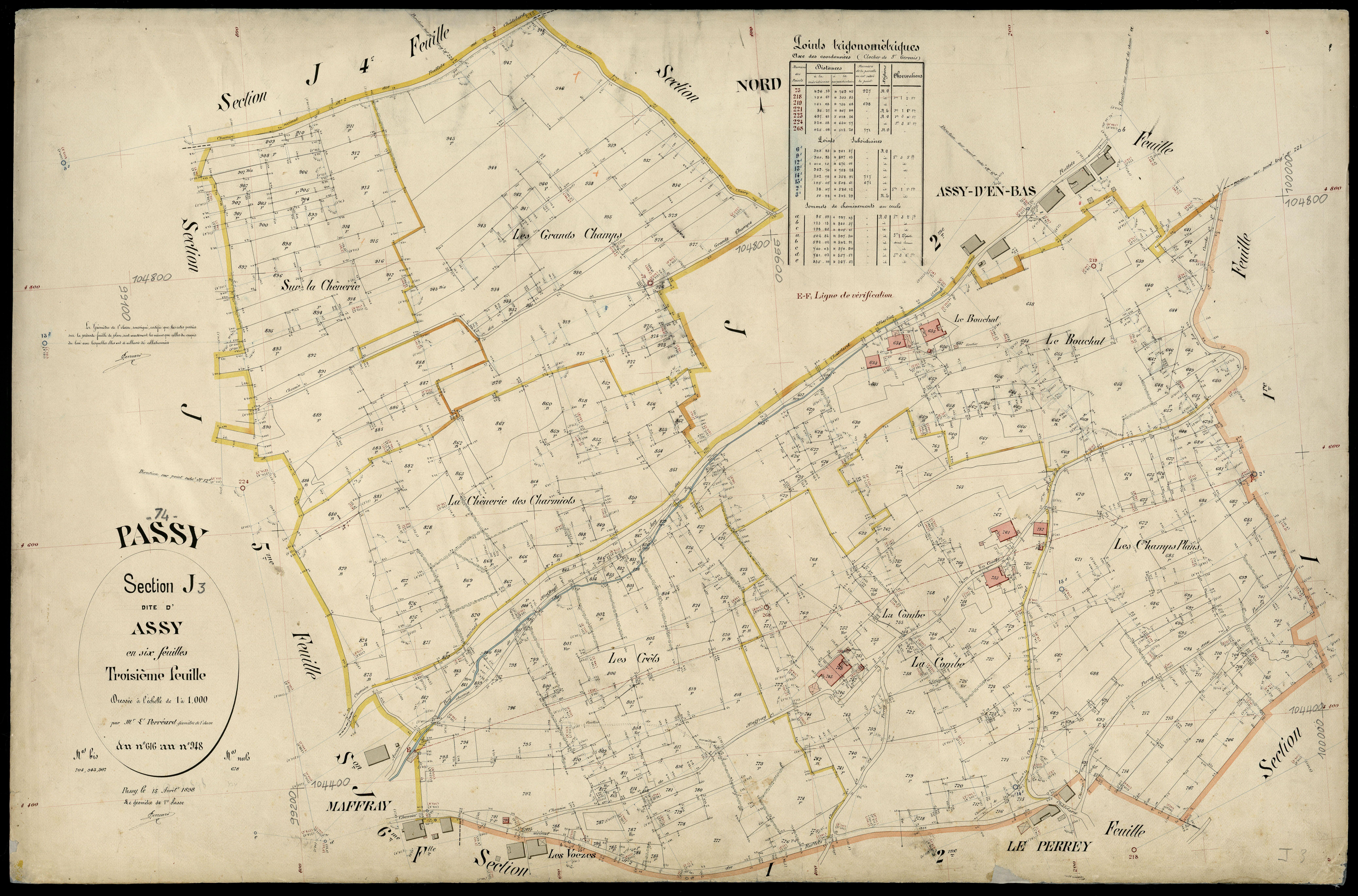 3 P 3 6757 - Feuille n° 4, parcelles n° 949 à 1149 - 15 avril 1898