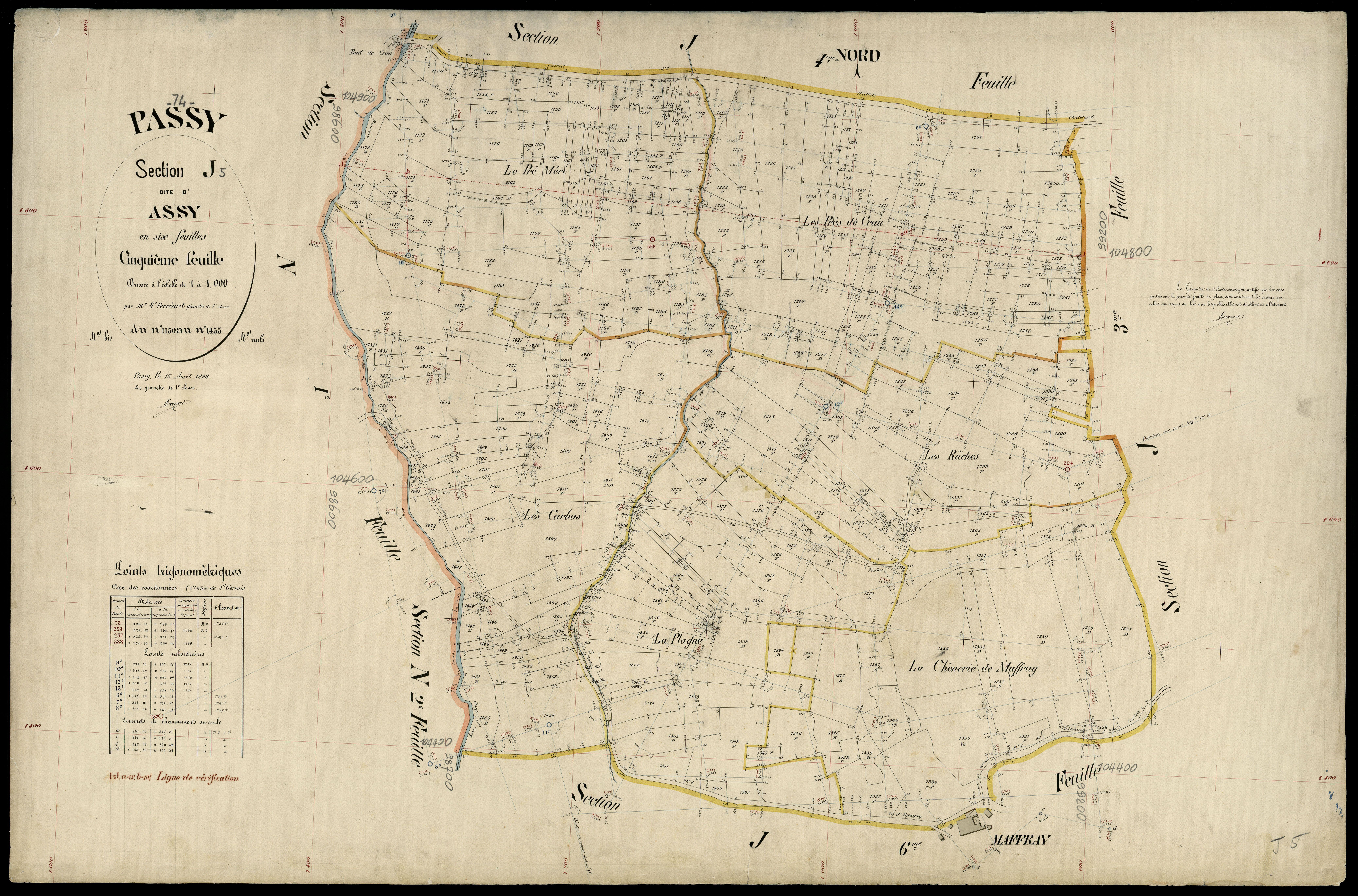 3 P 3 6759 - Feuille n° 6, parcelles n° 1456 à 1707 - 15 avril 1898