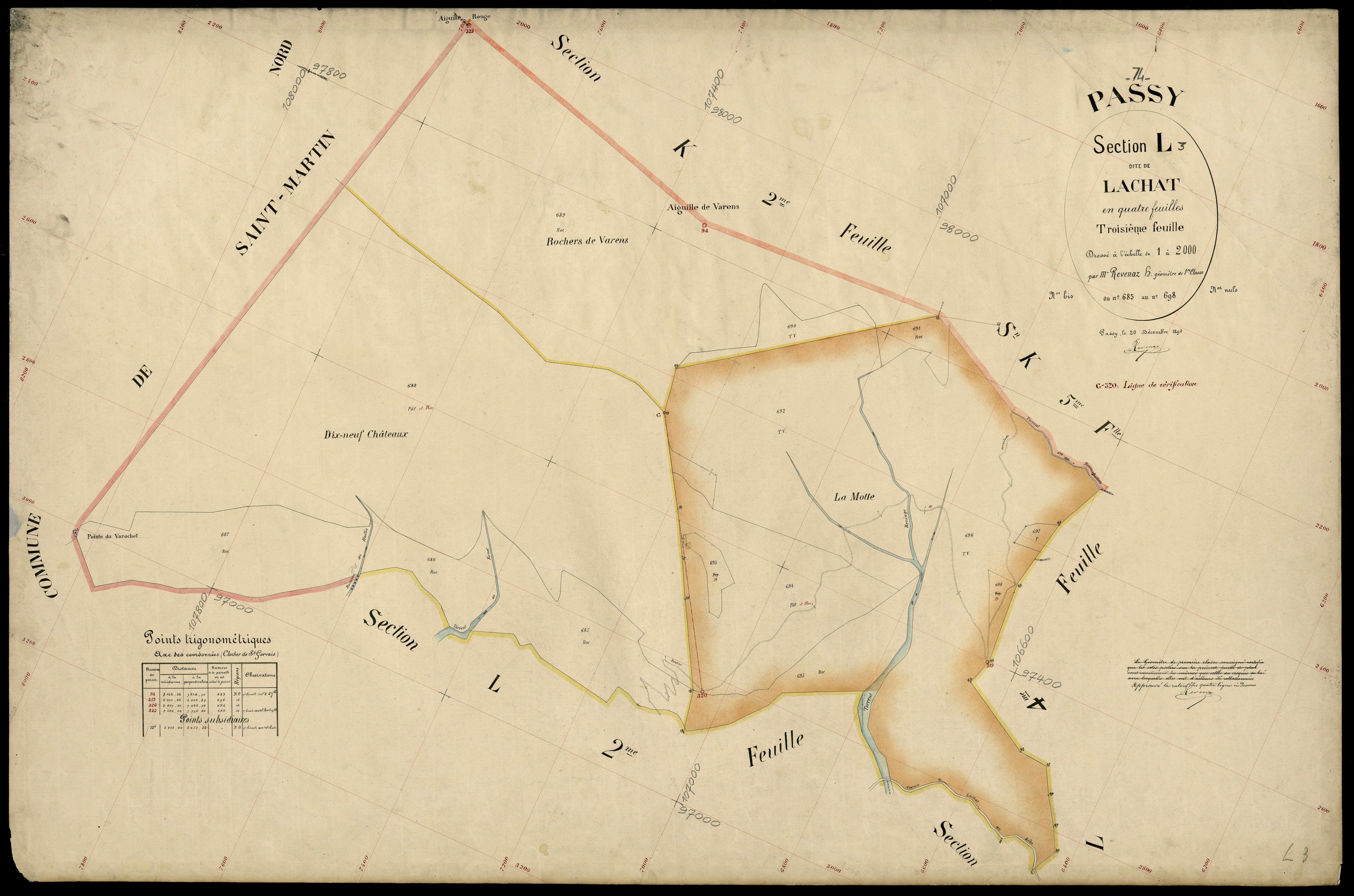 3 P 3 6769 - Feuille n° 4, parcelles n° 699 à 959 - 20 décembre 1898