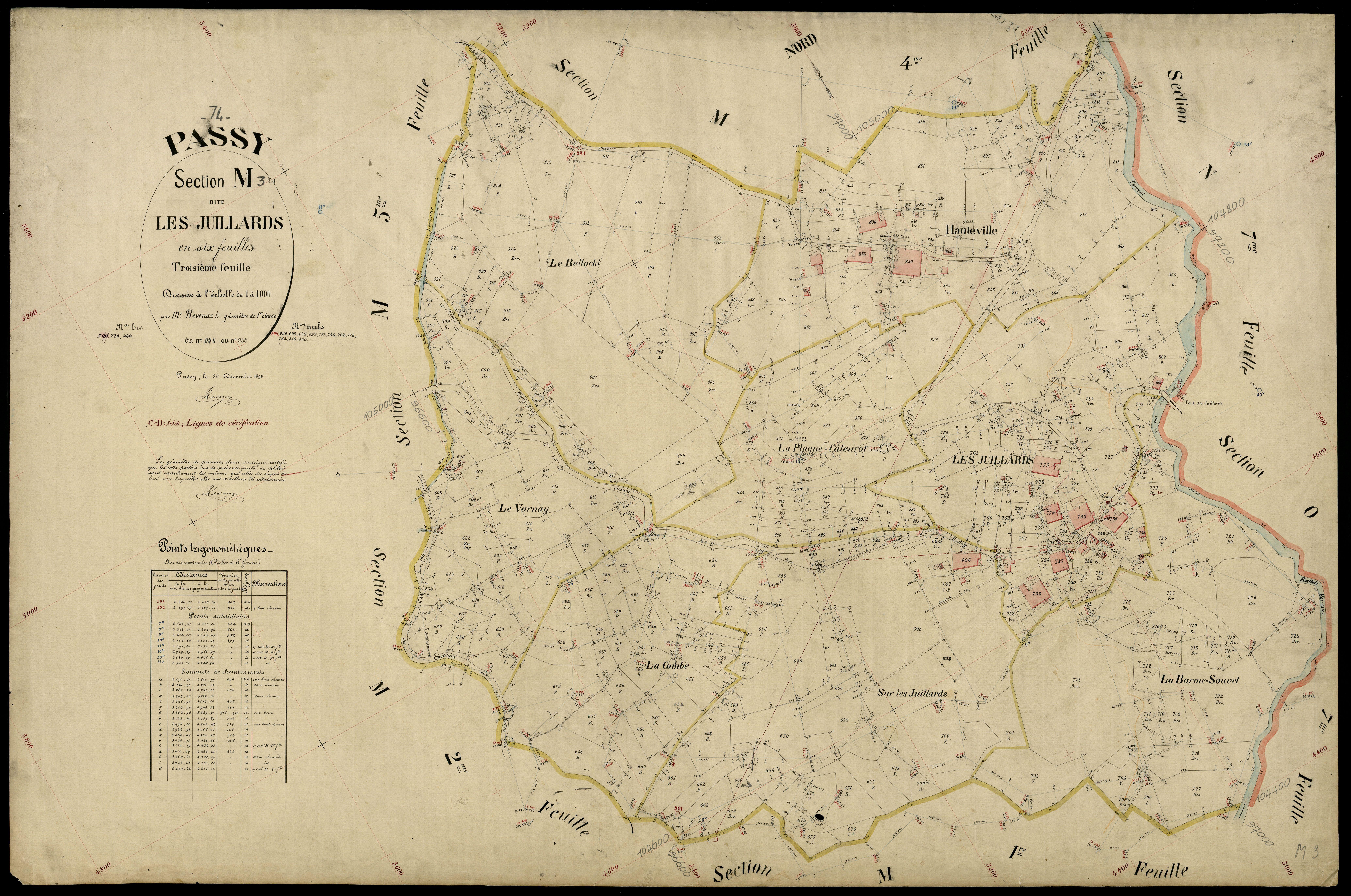 3 P 3 6773 - Feuille n° 4, parcelles n° 936 à 1165 - 20 décembre 1898