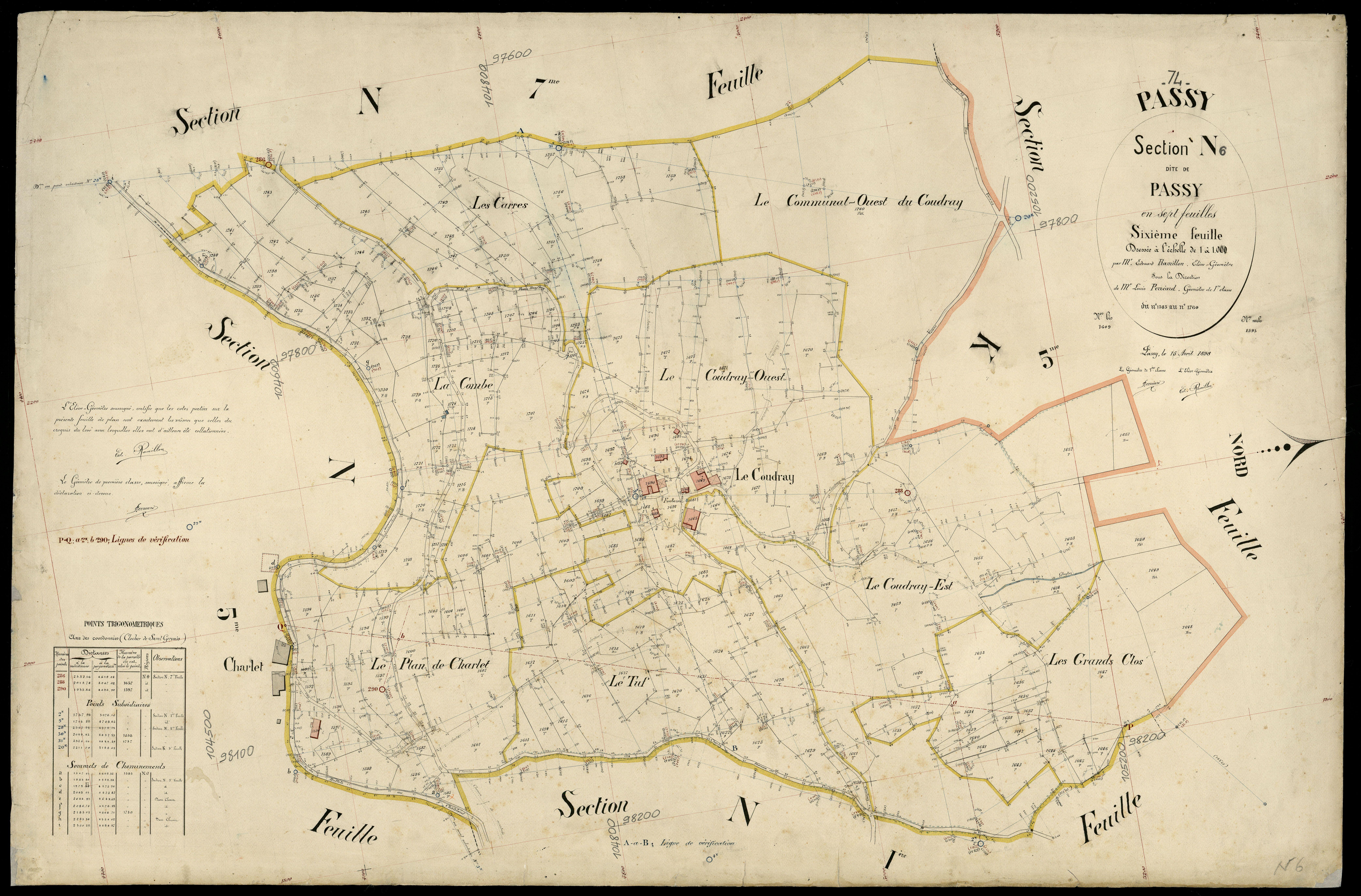 3 P 3 6782 - Feuille n° 7, parcelles n° 1761 à 2045 - 1er avril 1899