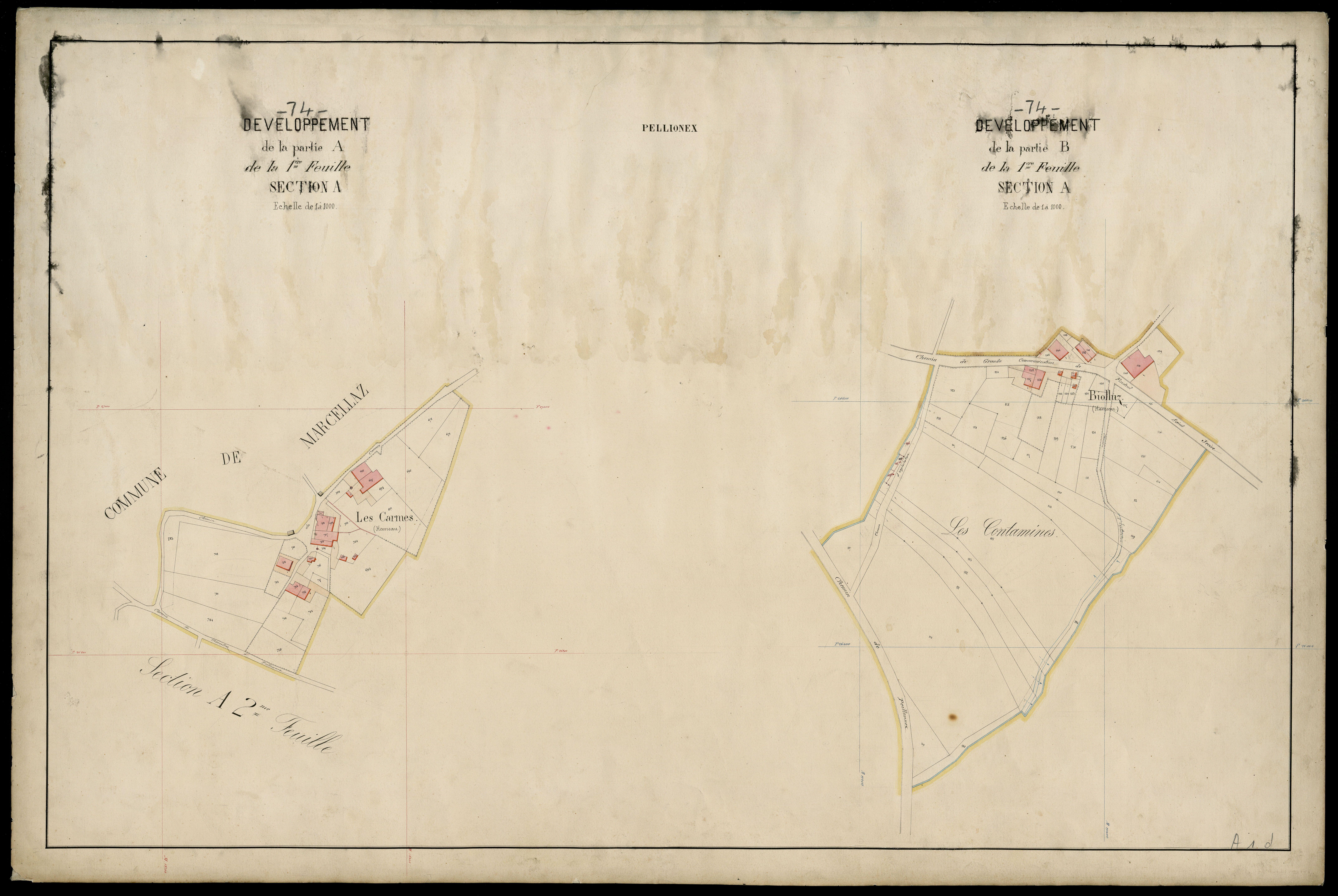 3 P 3 6804 - Feuille n° 2, parcelles n° 725 à 1420 -