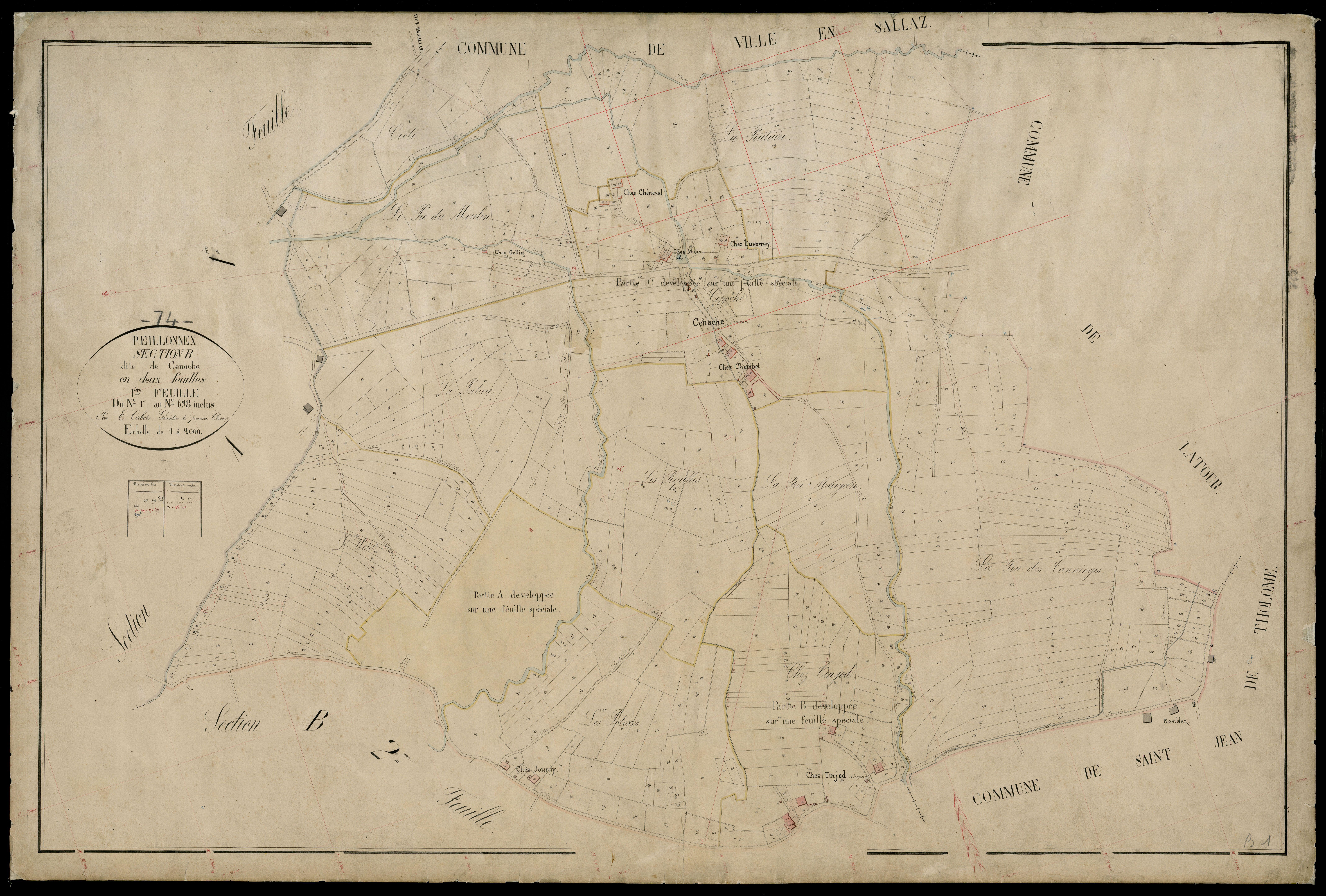 3 P 3 6807 - Feuille n° 1 bis, parcelles n° 319 à 390 et 457 à 529bis -
