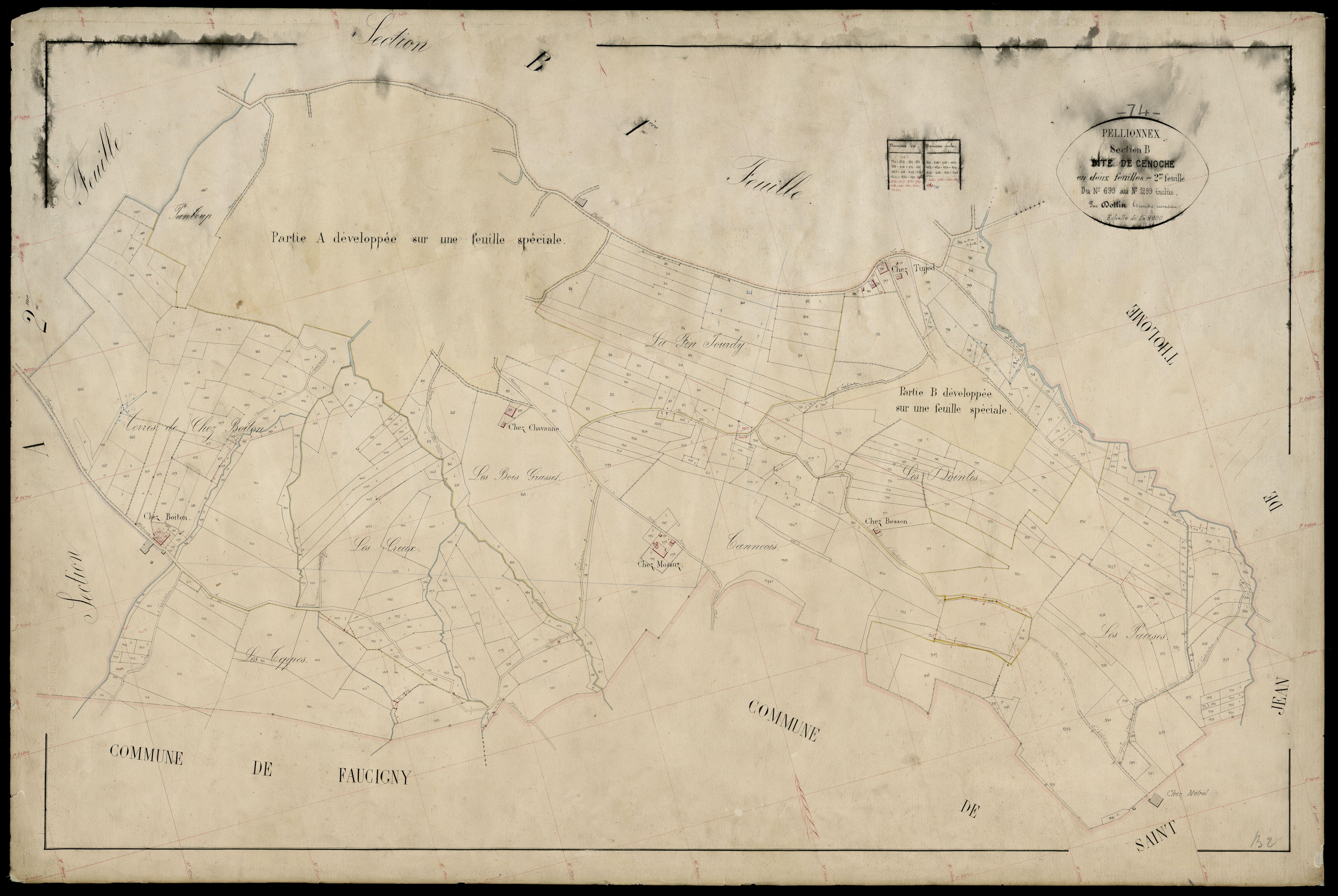 3 P 3 6809 - Feuille n° 2 bis, parcelles n° 851 à 1035 -