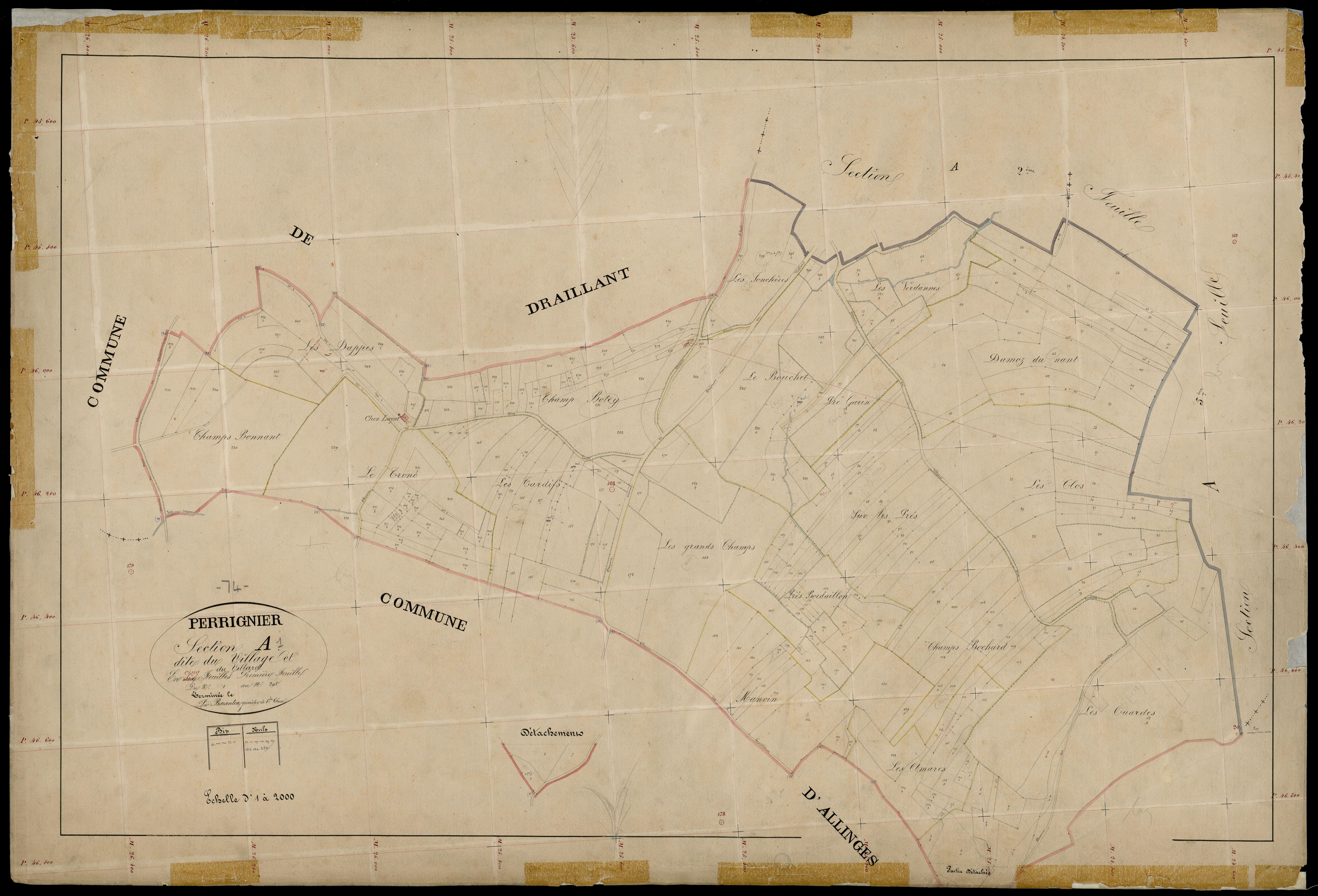 3 P 3 6813 - Feuille n° 2, parcelles n° 209 à 555 - 1er septembre 1872