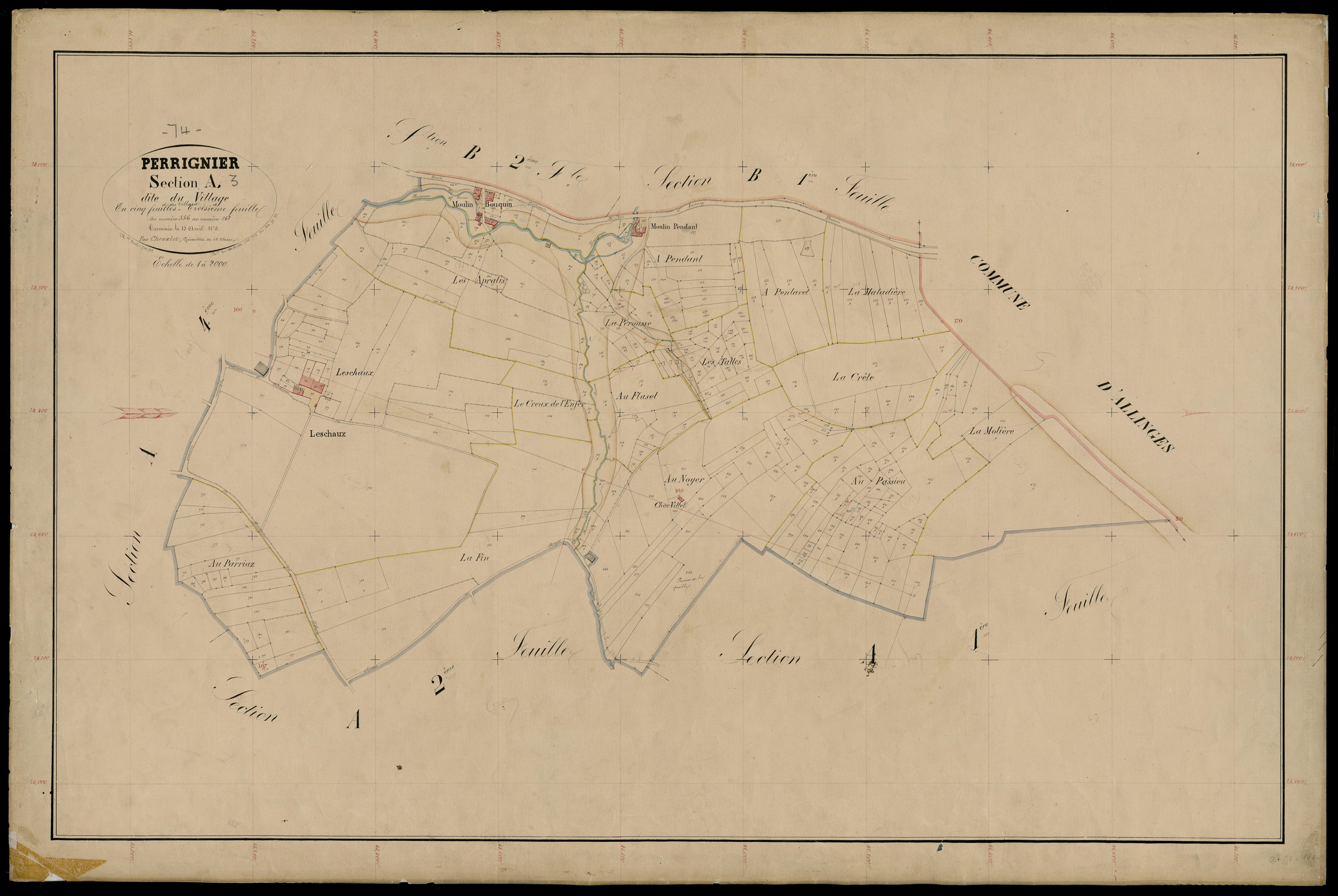 3 P 3 6815 - Feuille n° 4, parcelles n° 869 à 1406 - 1er septembre 1872