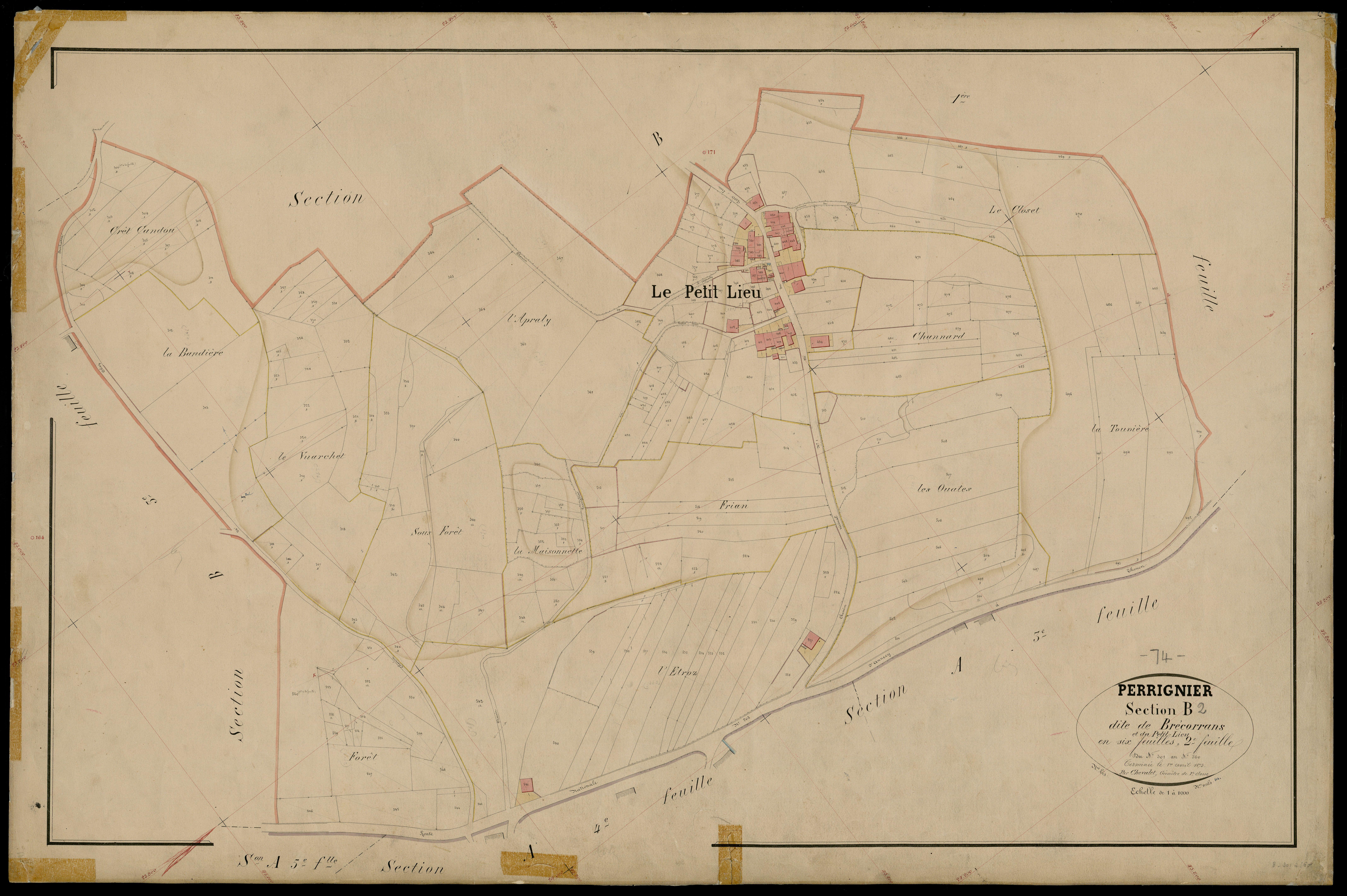 3 P 3 6819 - Feuille n° 3, parcelles n° 561 à 754 - 1er avril 1873