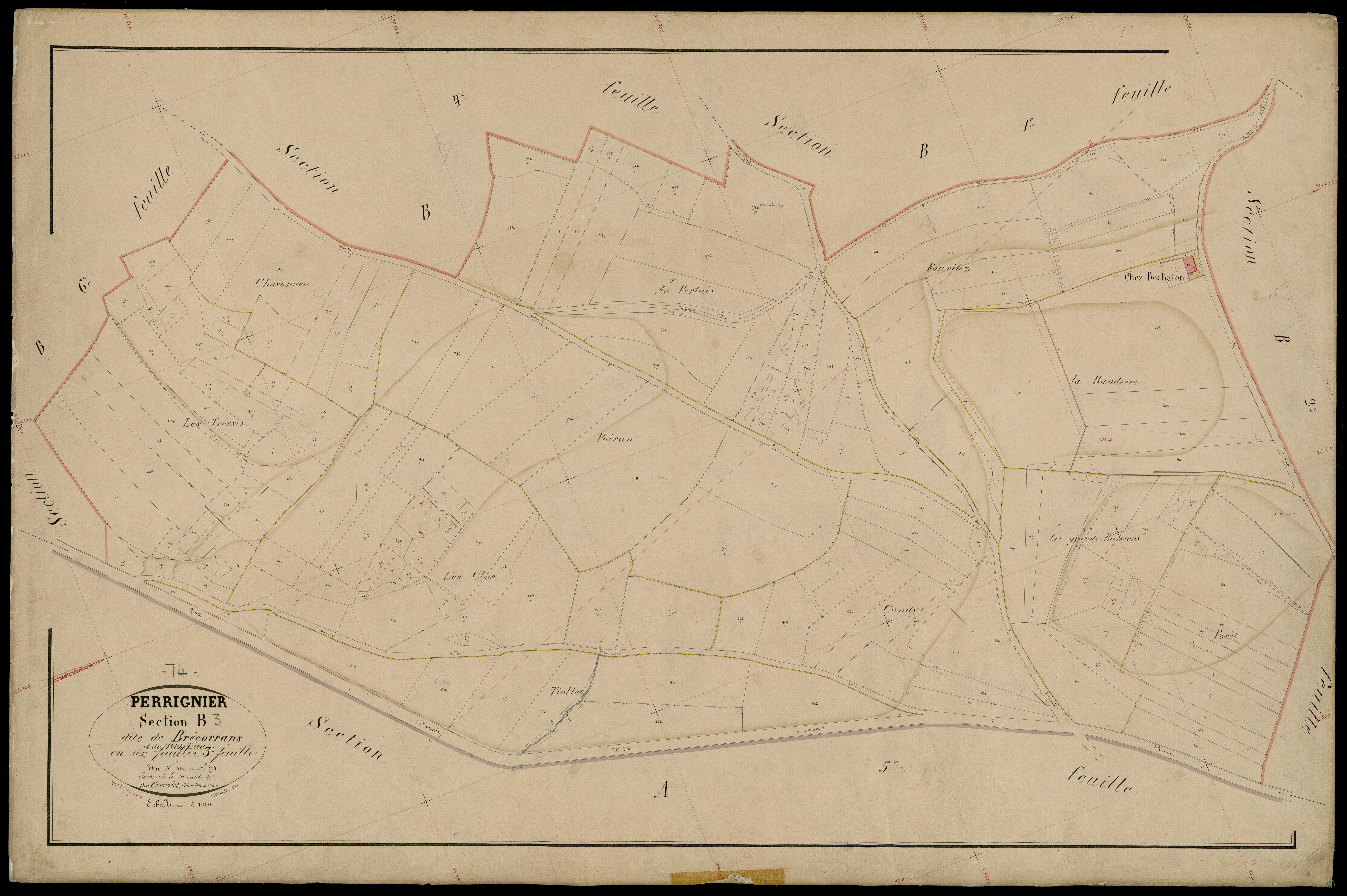 3 P 3 6820 - Feuille n° 4, parcelles n° 755 à 1101 - 1er avril 1873