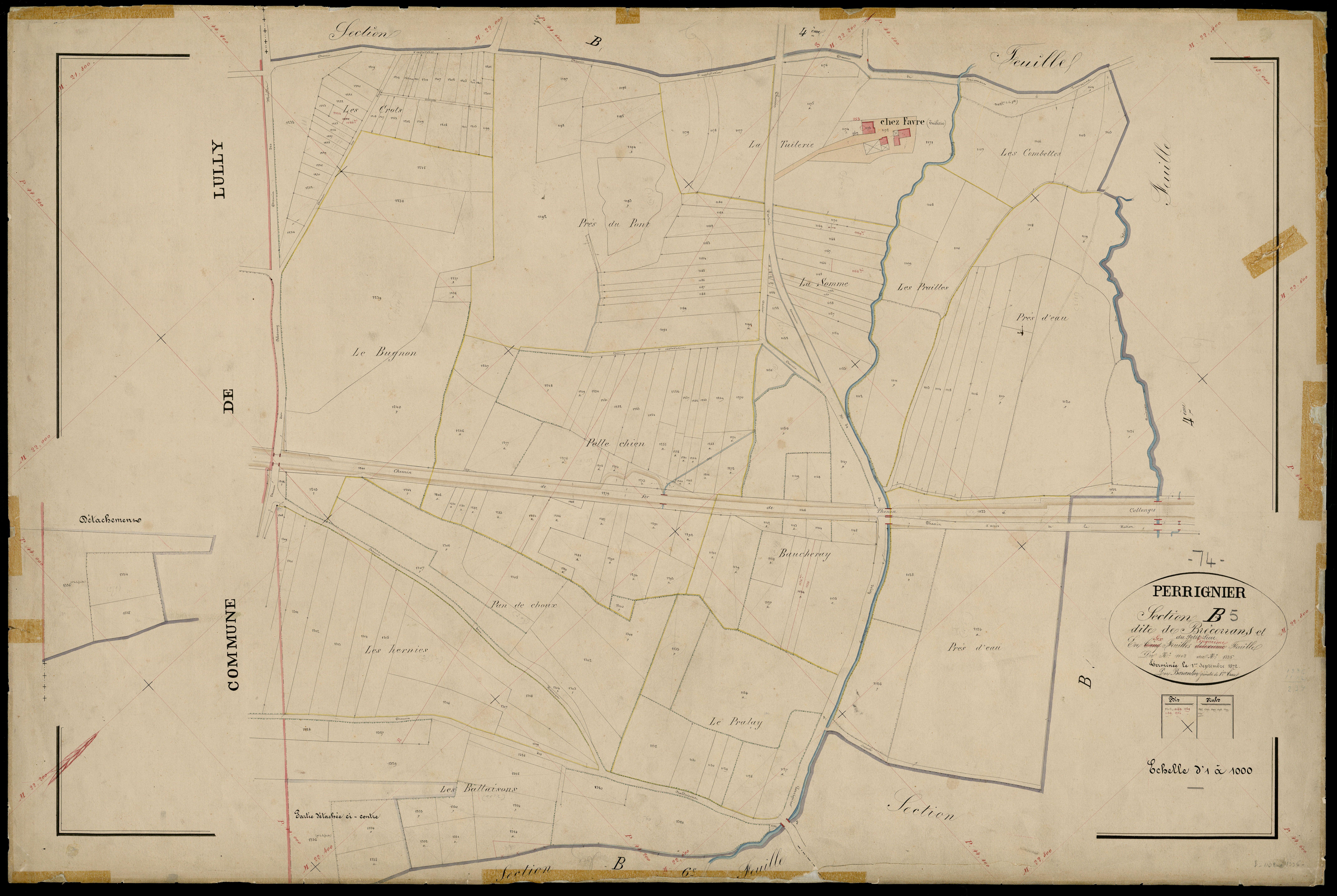 3 P 3 6822 - Feuille n° 6, parcelles n° 1337 à 1670 - 1er septembre 1872