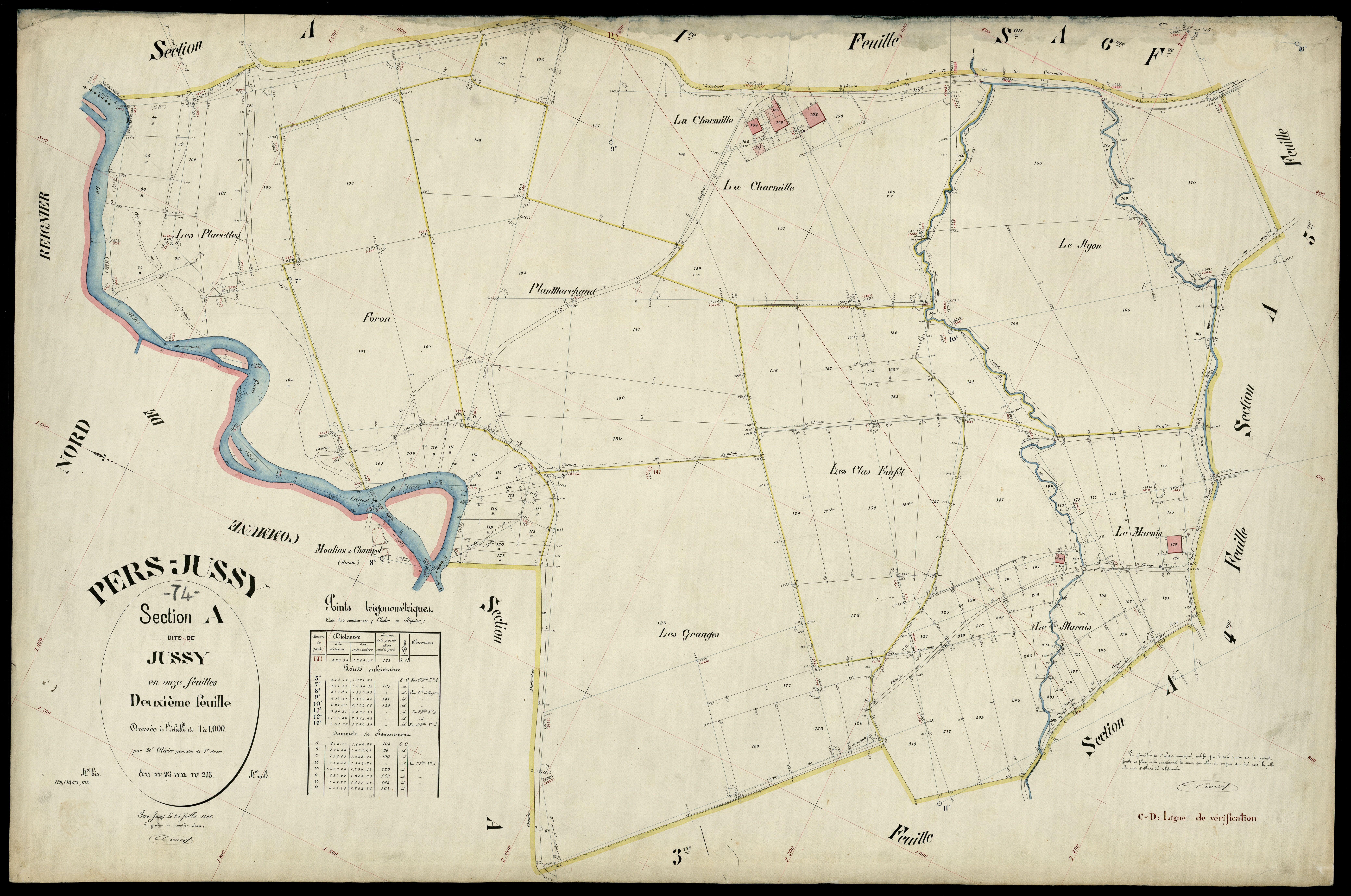 3 P 3 6826 - Feuille n° 3, parcelles n° 214 à 251 - 25 juillet 1896