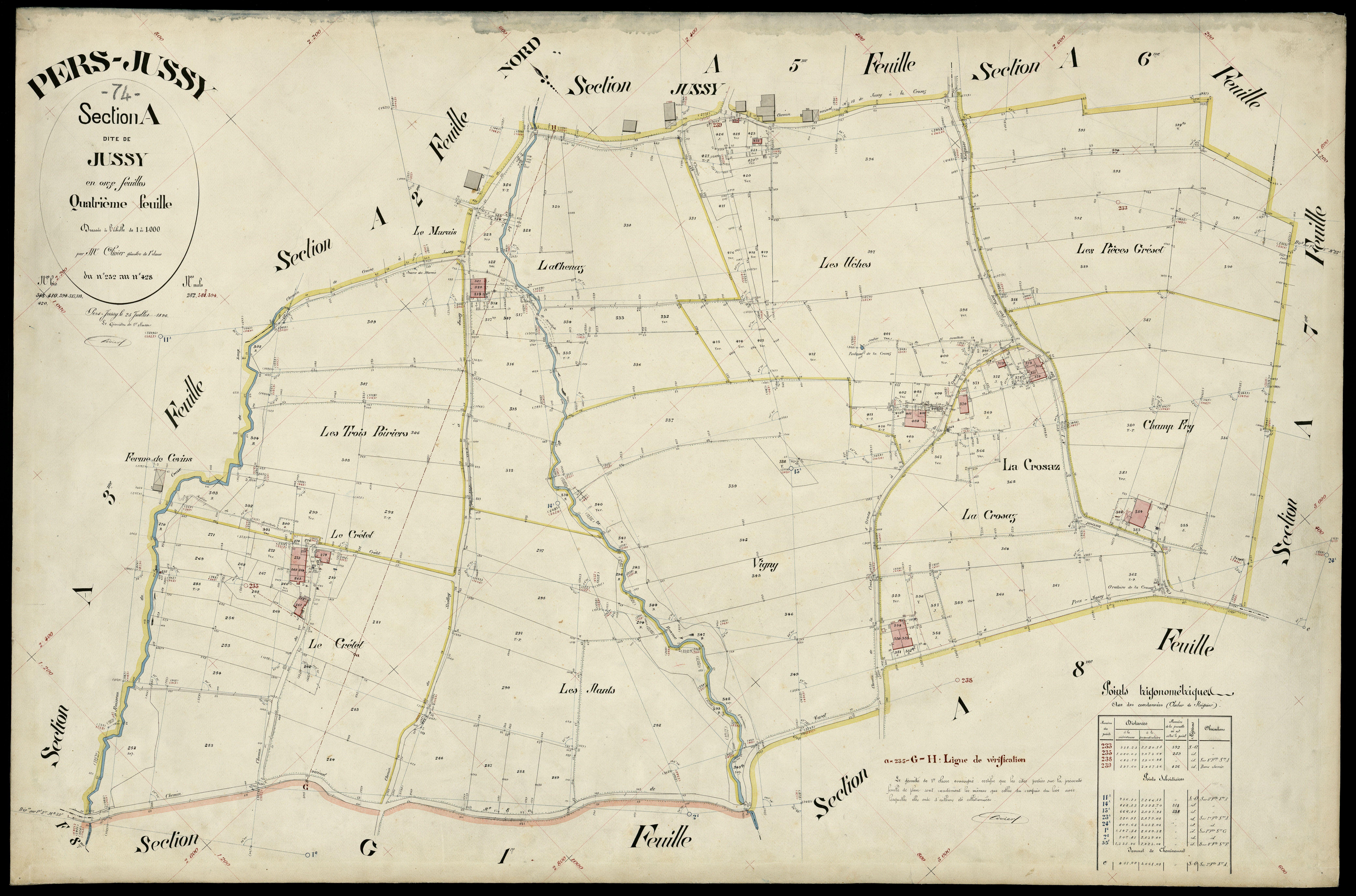 3 P 3 6828 - Feuille n° 5, parcelles n° 429 à 523 - 25 juillet 1896