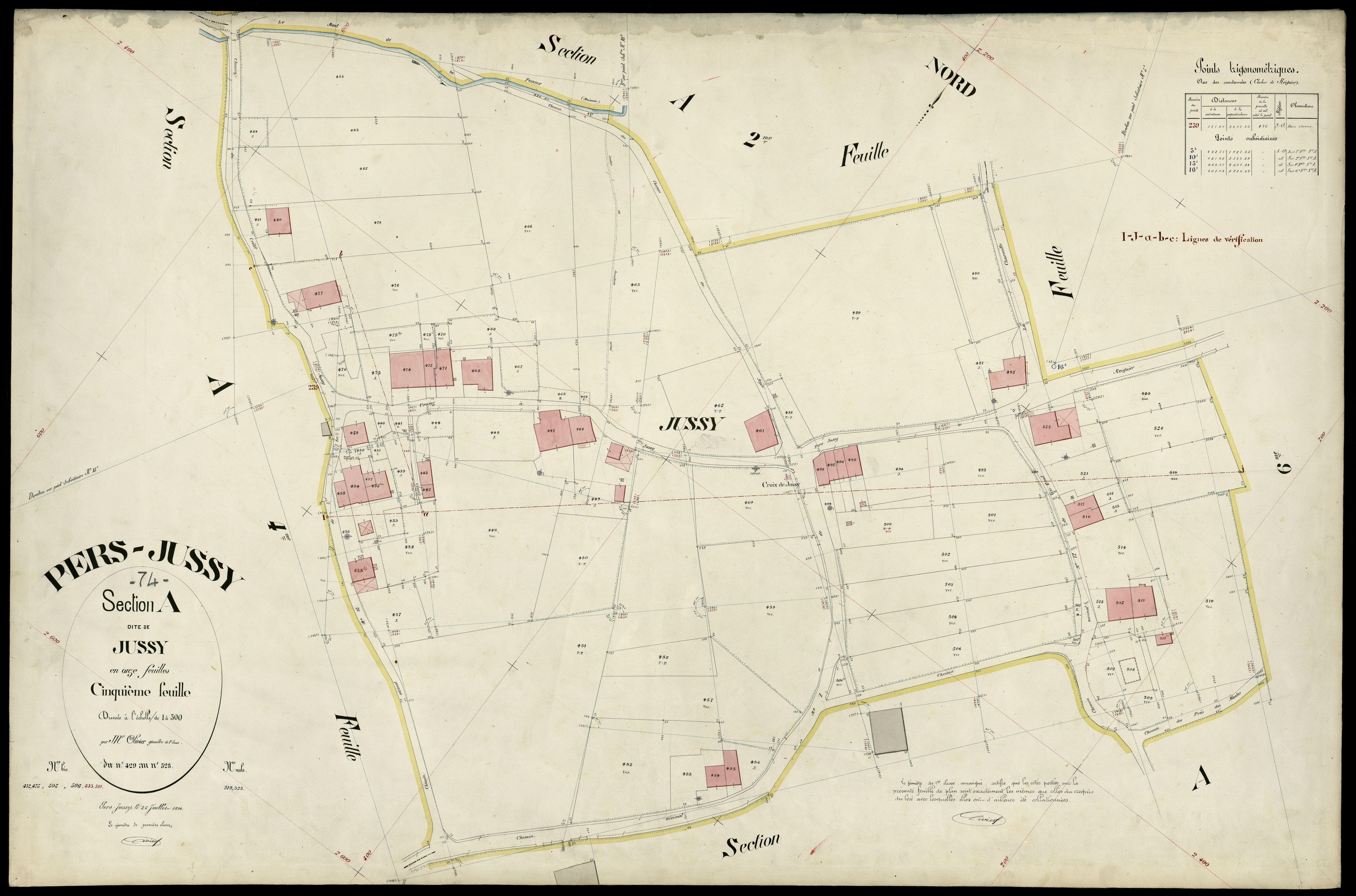 3 P 3 6829 - Feuille n° 6, parcelles n° 524 à 594 - 25 juillet 1896