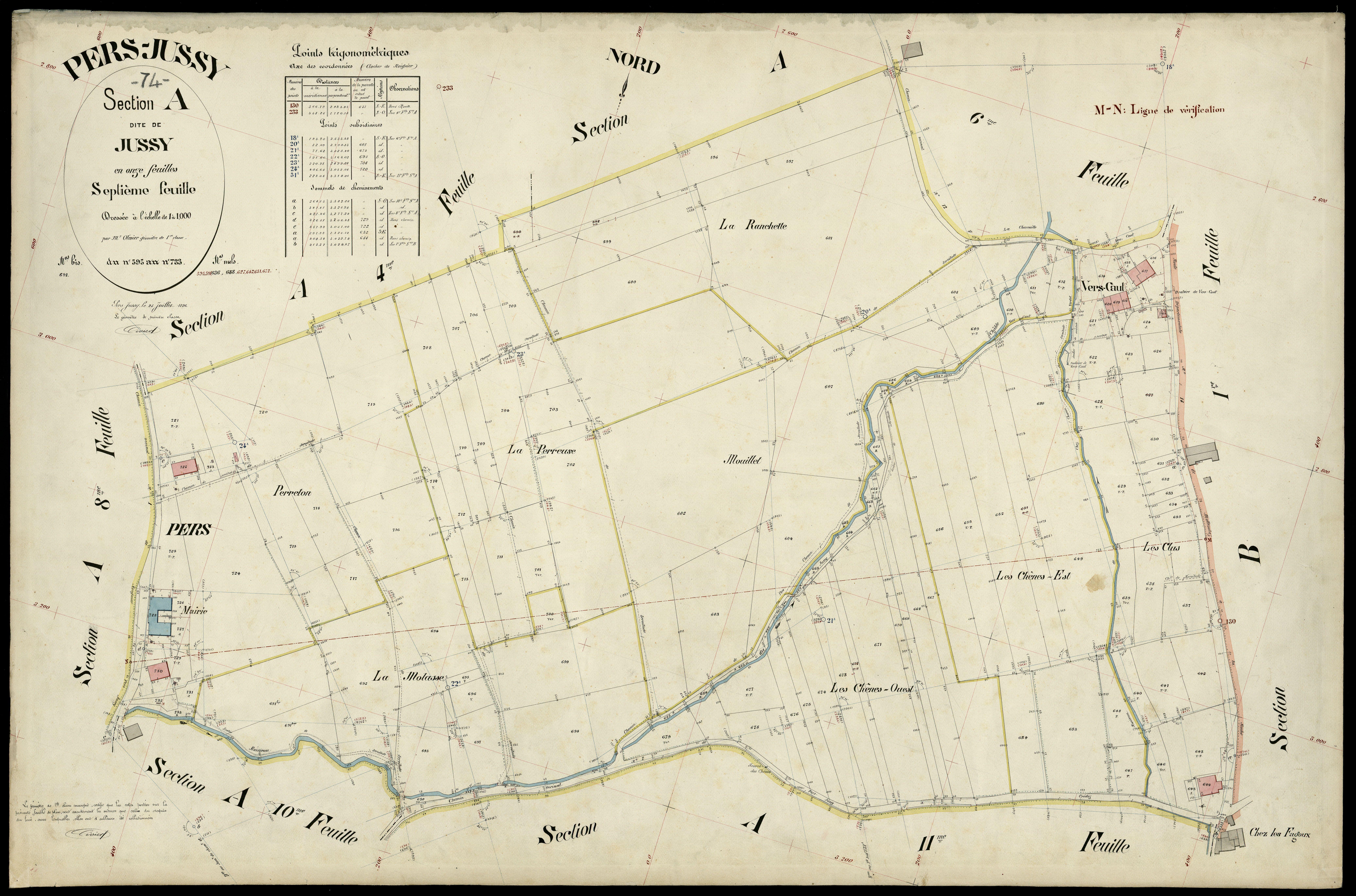 3 P 3 6831 - Feuille n° 8, parcelles n° 734 à 847 - 25 juillet 1896