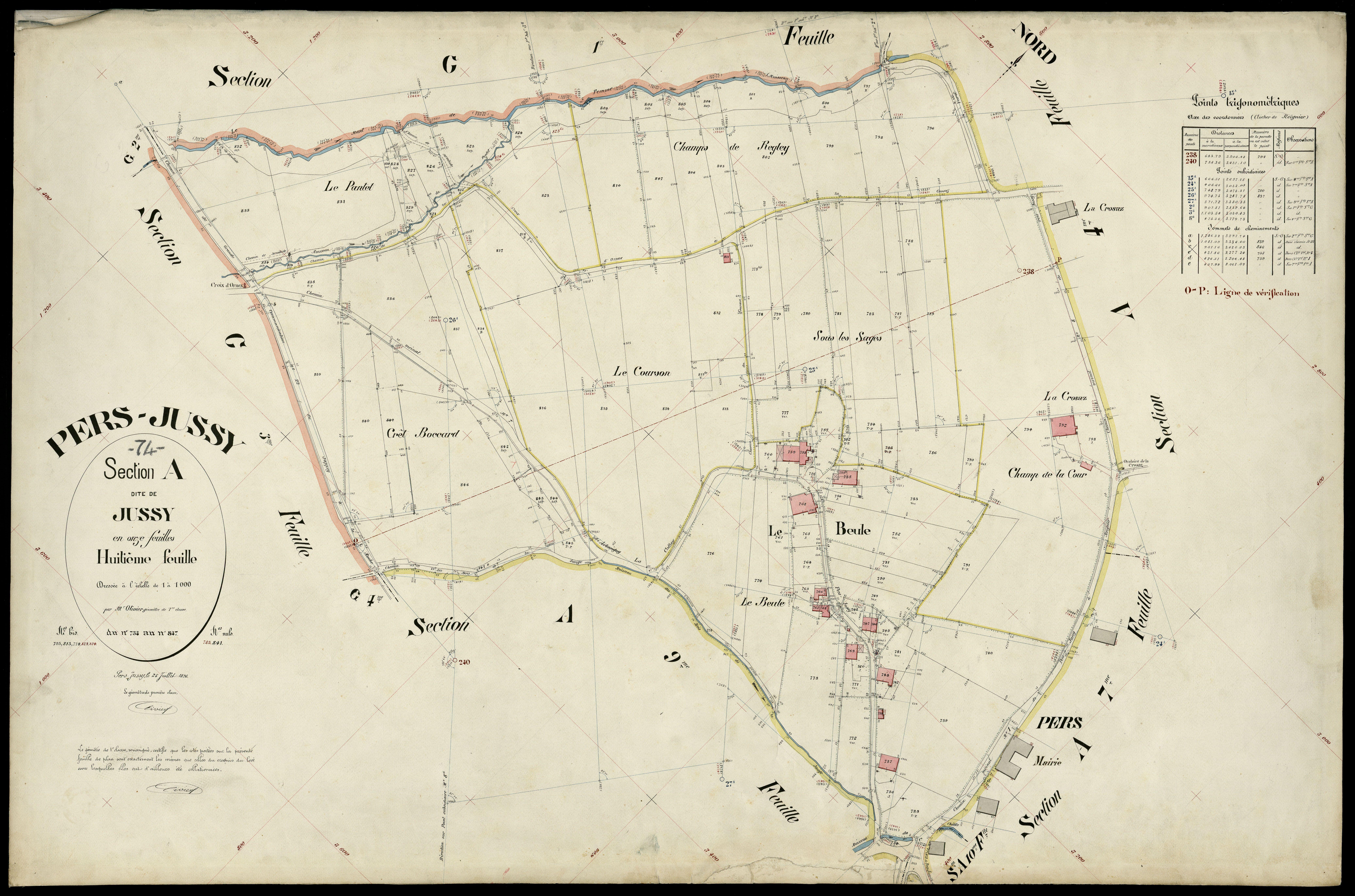3 P 3 6832 - Feuille n° 9, parcelles n° 848 à 967 - 25 juillet 1896