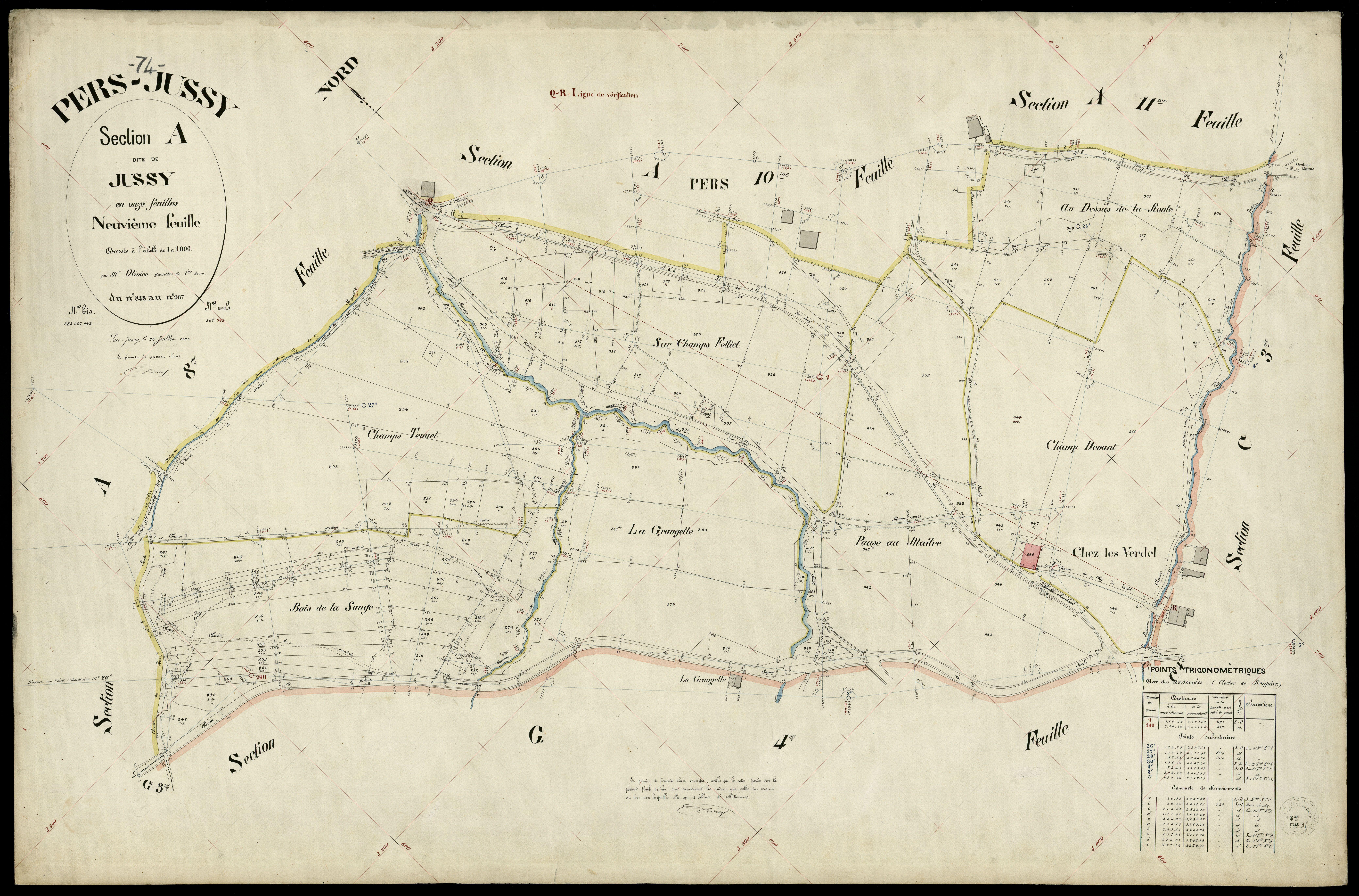 3 P 3 6833 - Feuille n° 10, parcelles n° 968 à 1094 - 25 juillet 1896