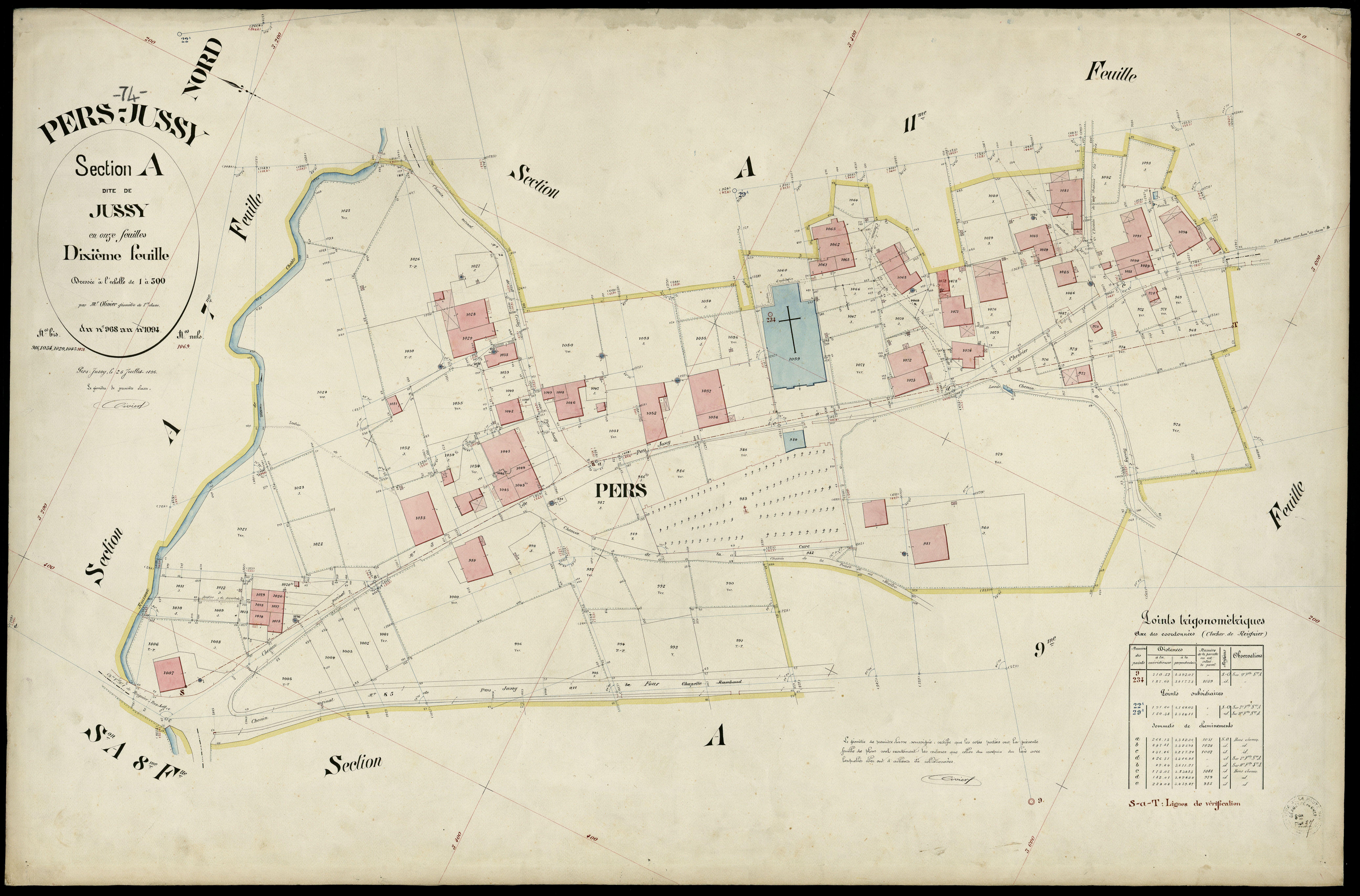 3 P 3 6834 - Feuille n° 11, parcelles n° 1095 à 1209 - 25 juillet 1896