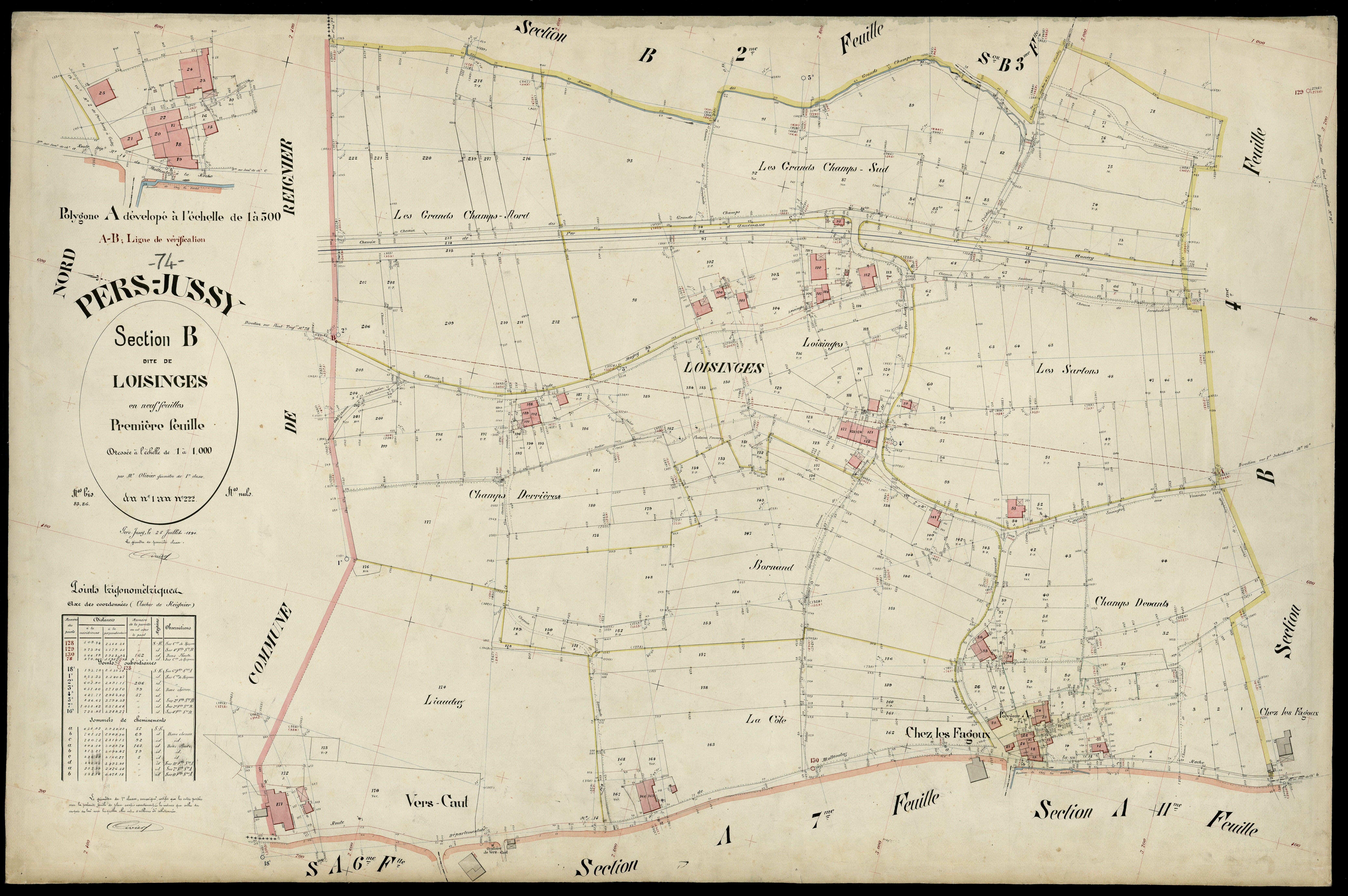 3 P 3 6836 - Feuille n° 2, parcelles n° 223 à 342 - 25 juillet 1896