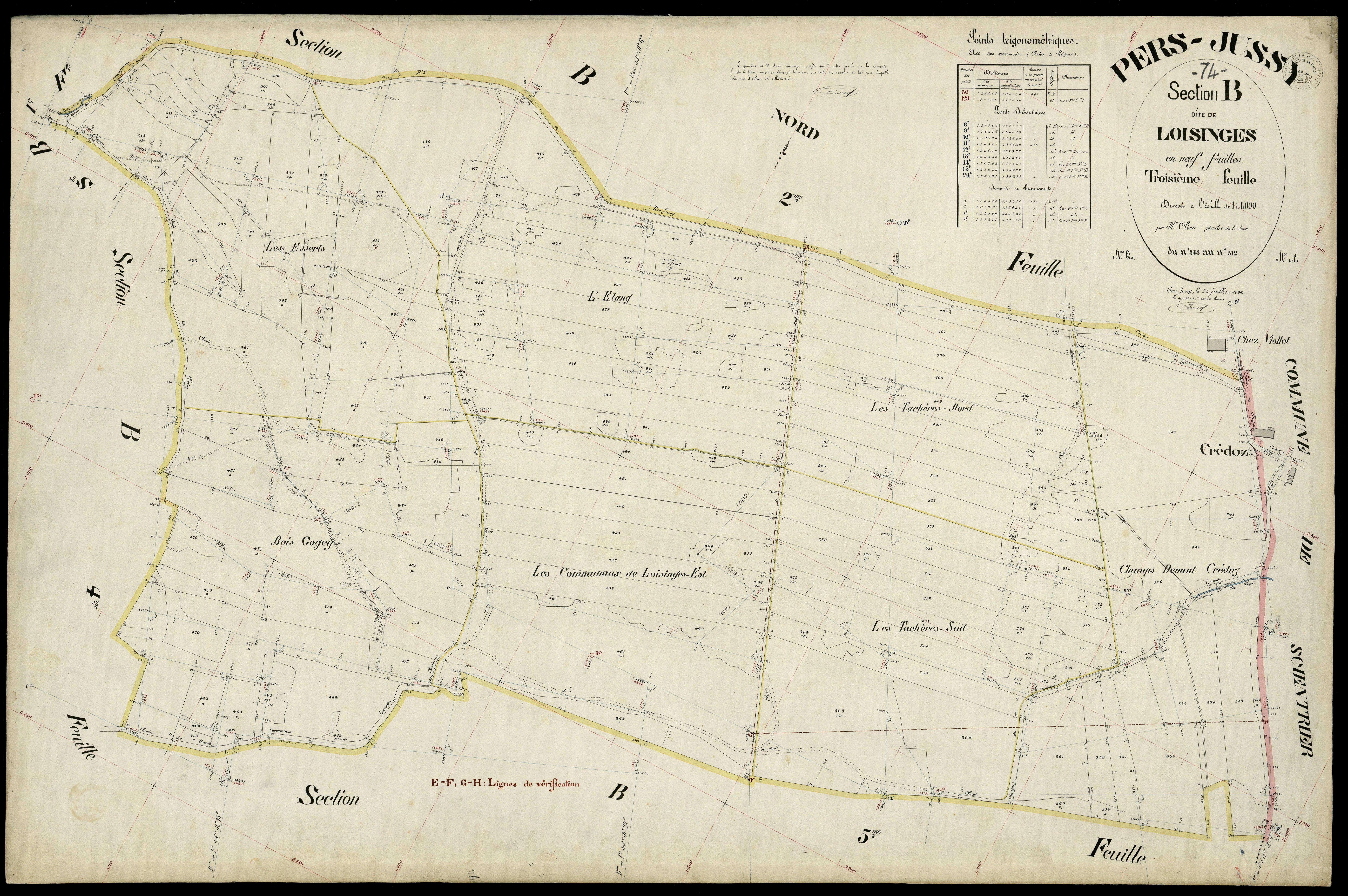 3 P 3 6838 - Feuille n° 4, parcelles n° 513 à 721 - 25 juillet 1896