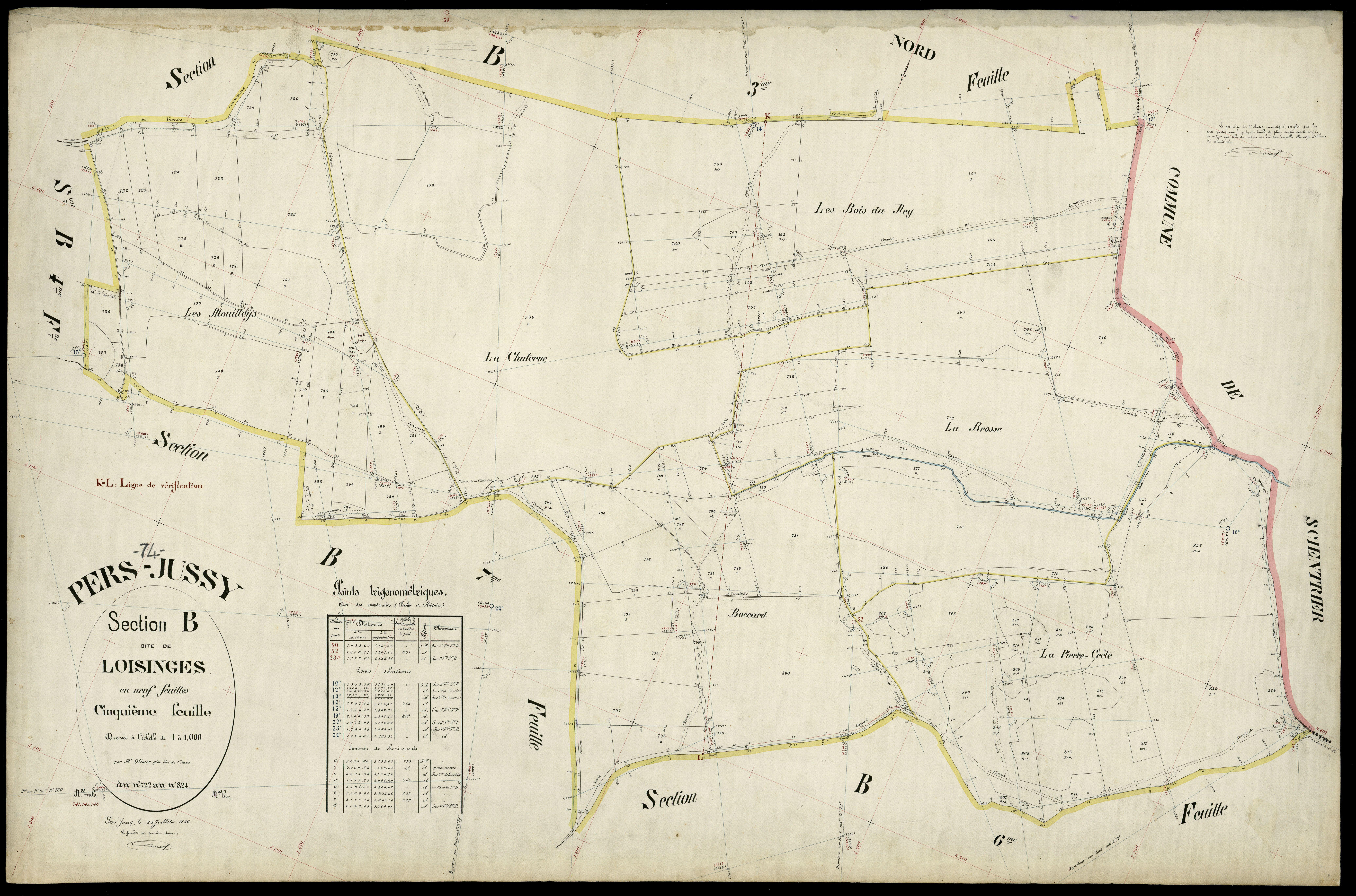 3 P 3 6840 - Feuille n° 6, parcelles n° 825 à 881 - 25 juillet 1896