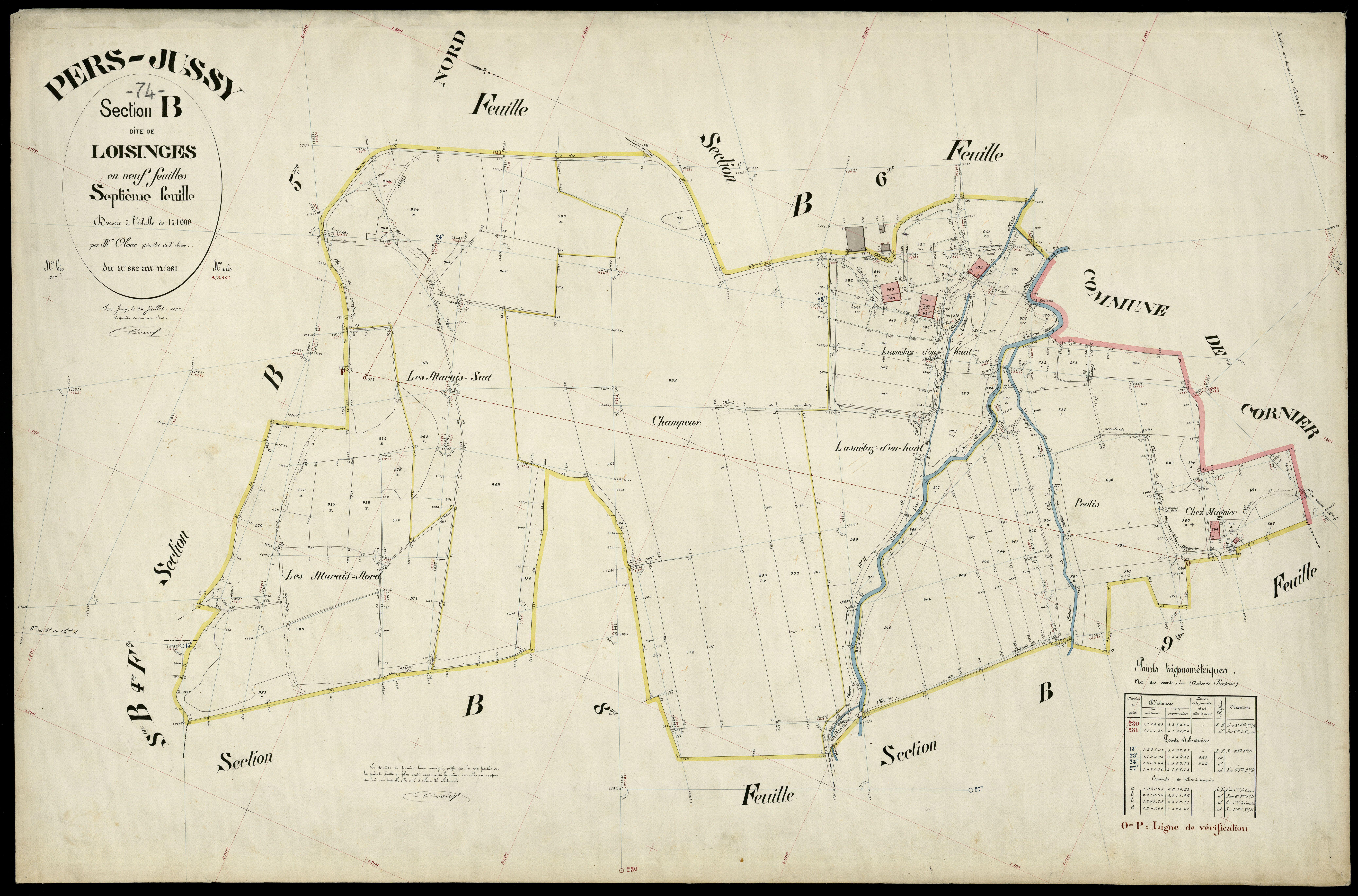3 P 3 6842 - Feuille n° 8, parcelles n° 982 à 1081 - 25 juillet 1896