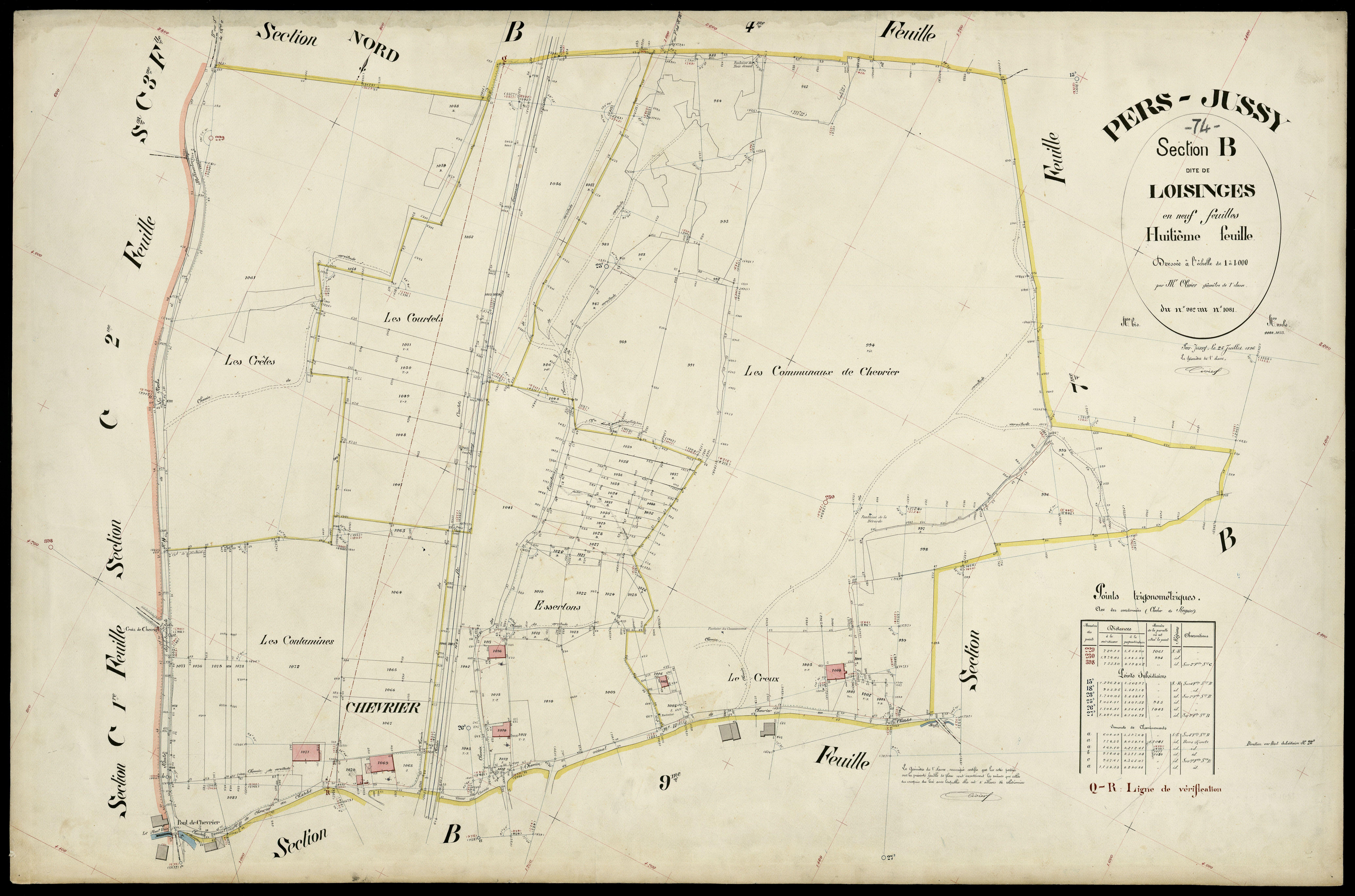 3 P 3 6843 - Feuille n° 9, parcelles n° 1082 à 1374 - 25 juillet 1896
