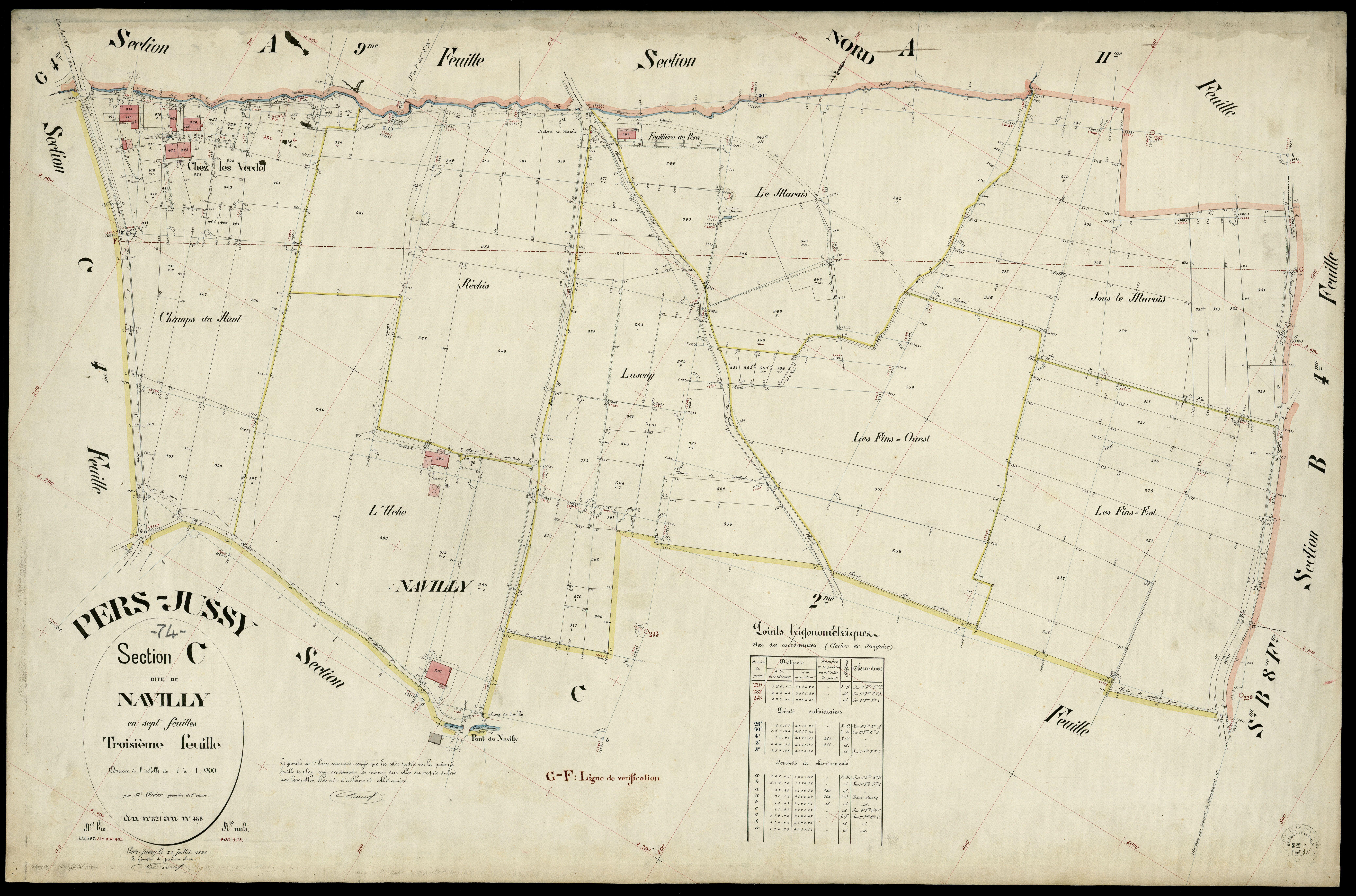 3 P 3 6847 - Feuille n° 4, parcelles n° 439 à 592 - 25 juillet 1896