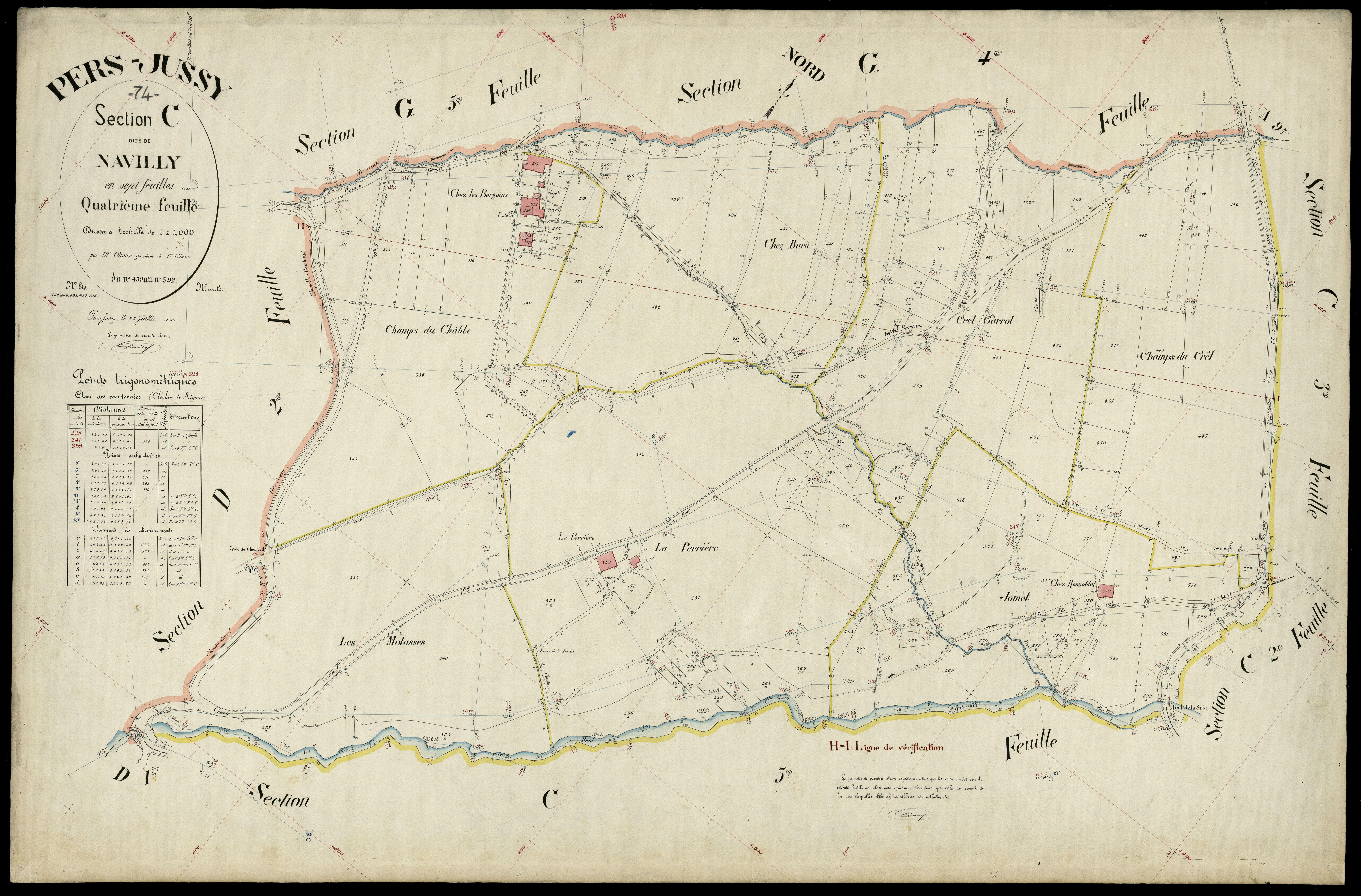 3 P 3 6848 - Feuille n° 5, parcelles n° 593 à 747 - 25 juillet 1896