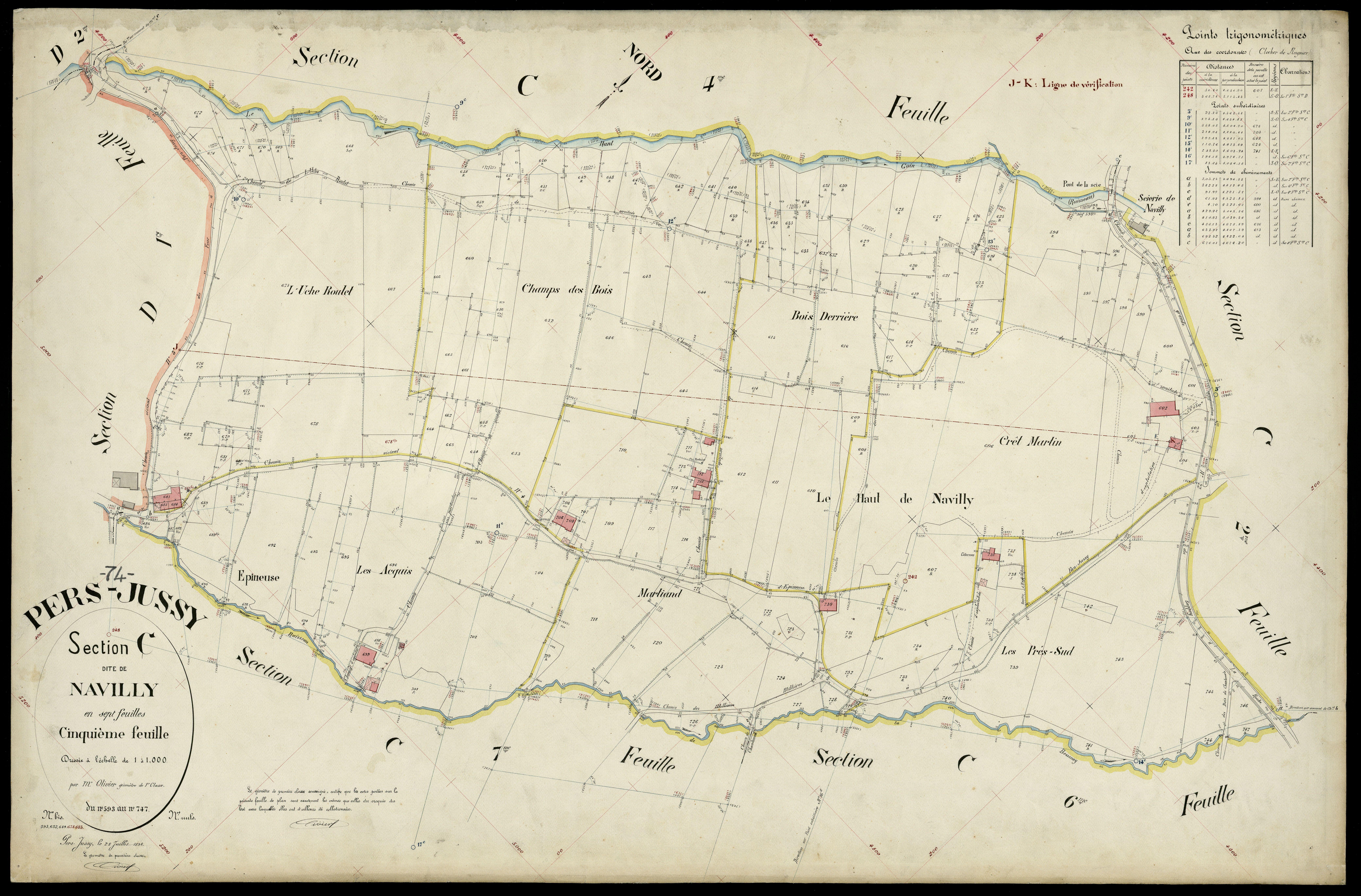 3 P 3 6849 - Feuille n° 6, parcelles n° 748 à 908 - 25 juillet 1896