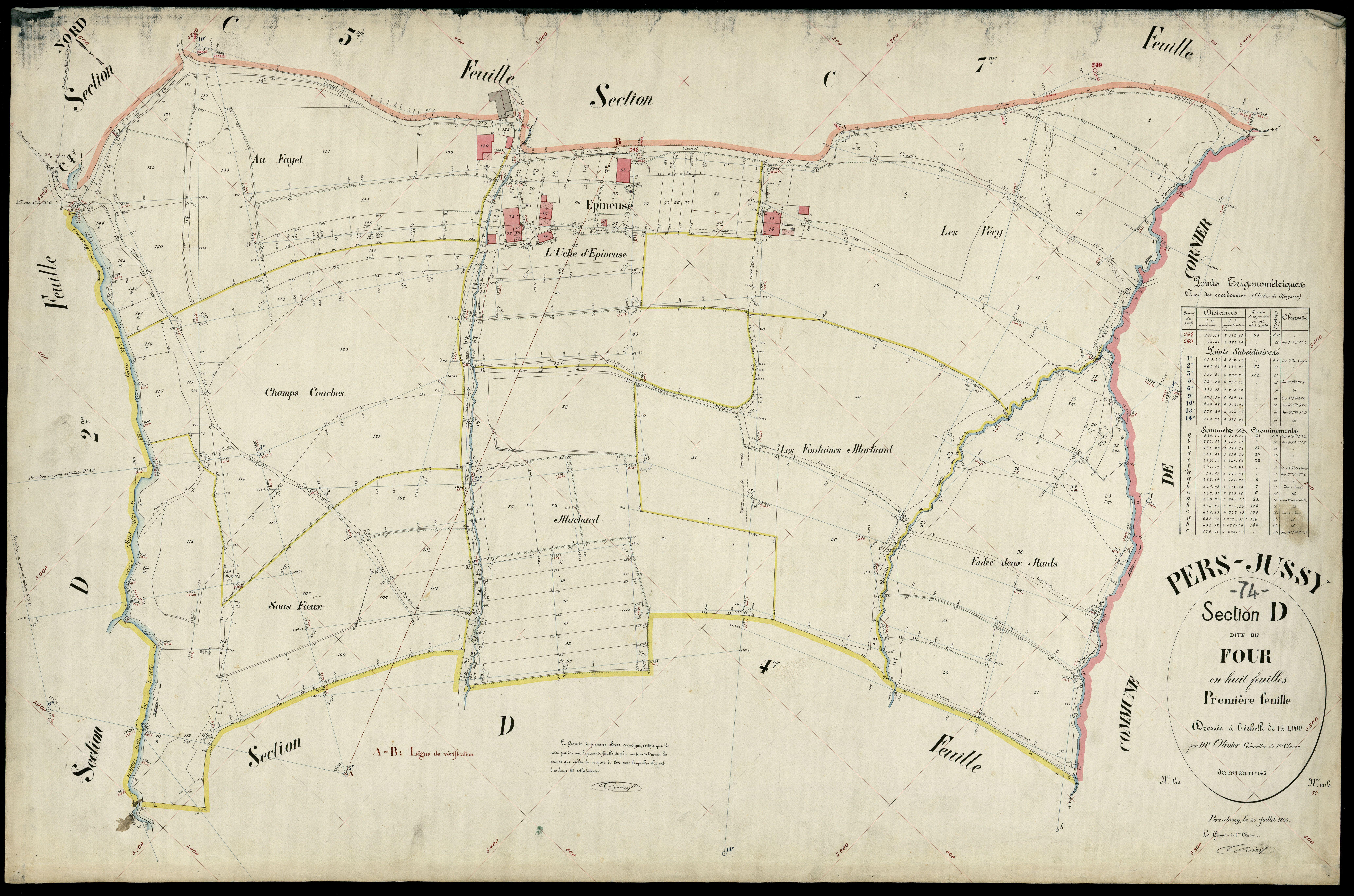 3 P 3 6852 - Feuille n° 2, parcelles n° 146 à 311 - 25 juillet 1896
