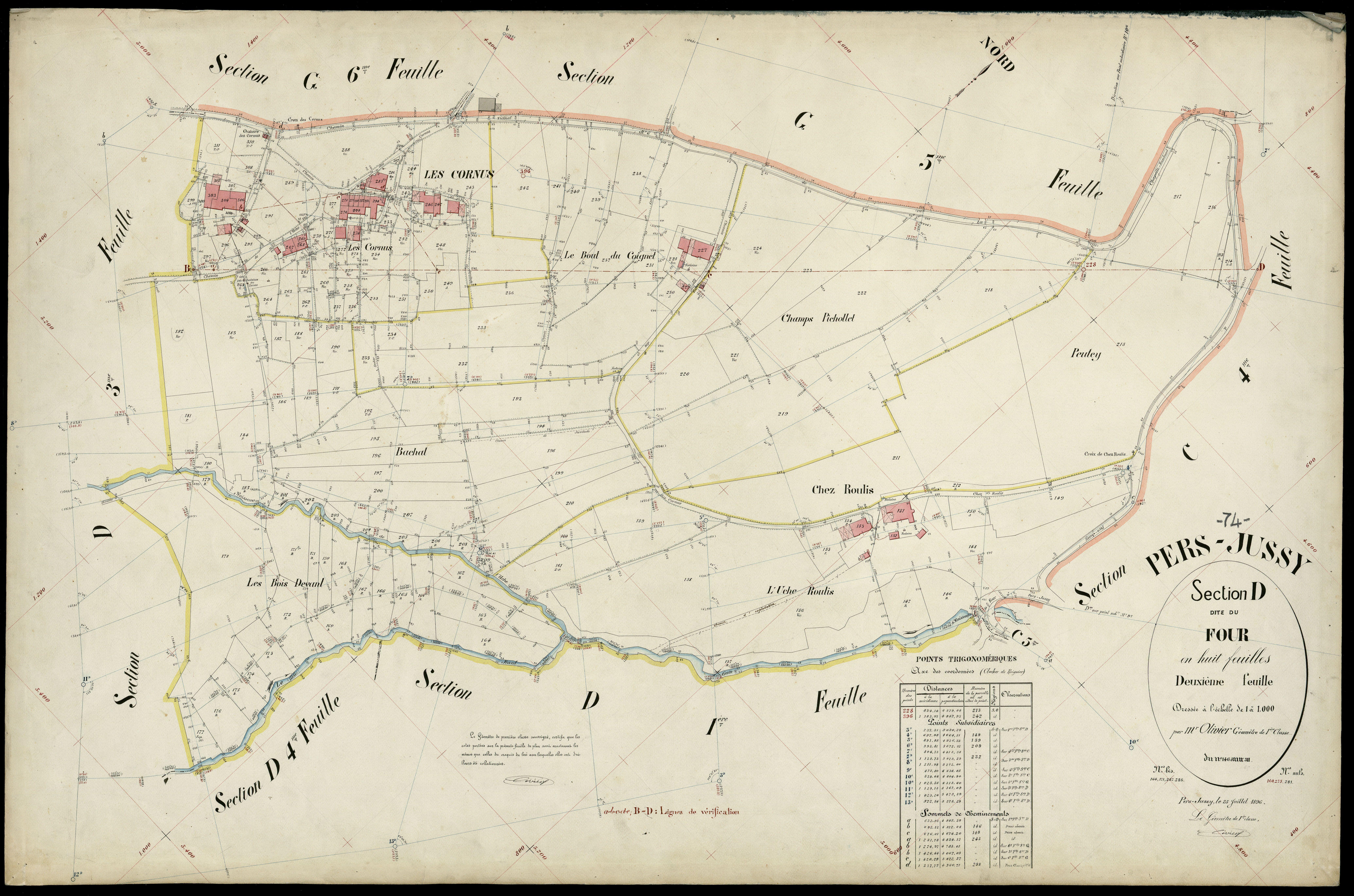 3 P 3 6853 - Feuille n° 3, parcelles n° 312 à 536 - 25 juillet 1896