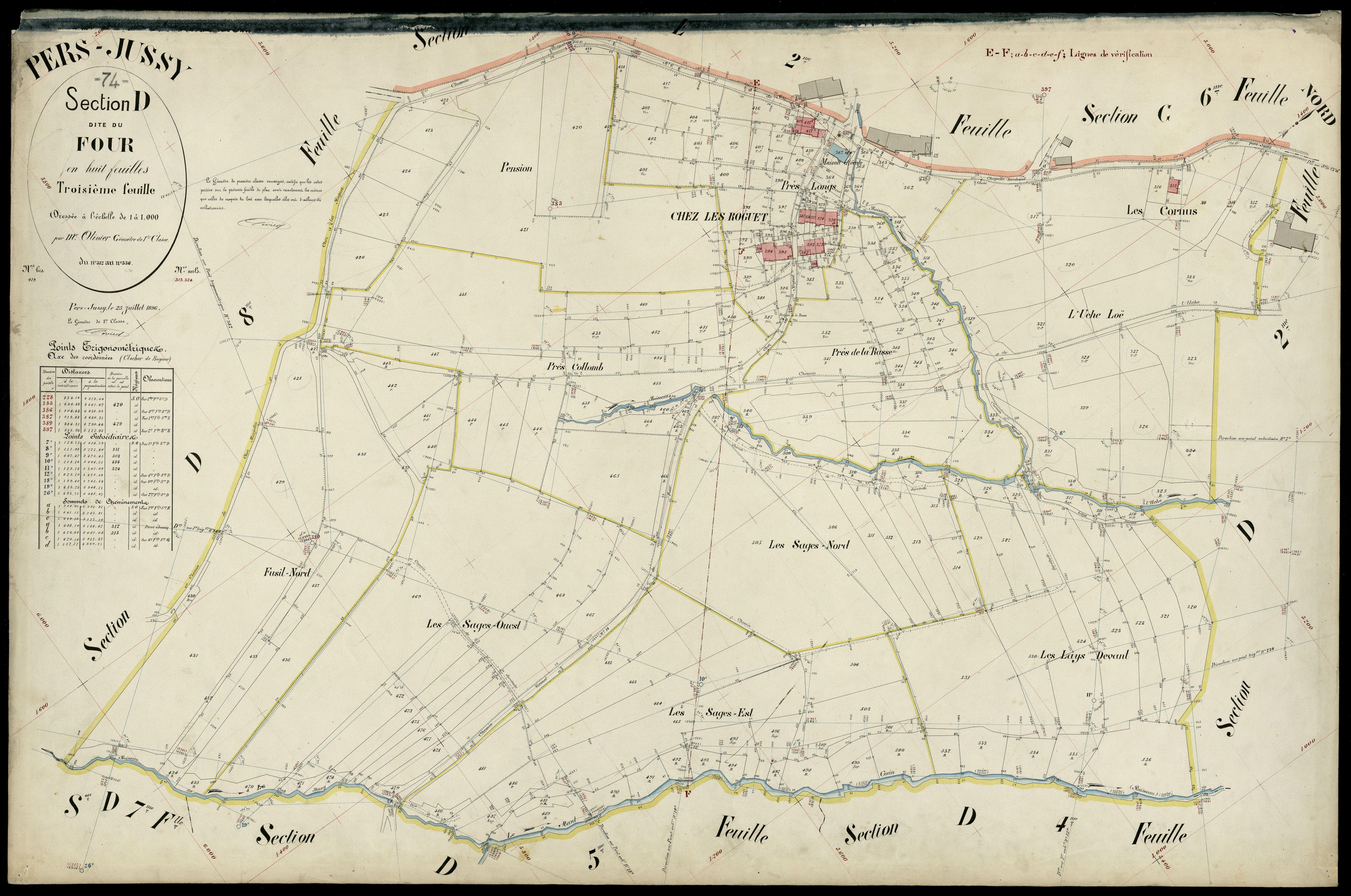 3 P 3 6854 - Feuille n° 4, parcelles n° 537 à 712 - 25 juillet 1896