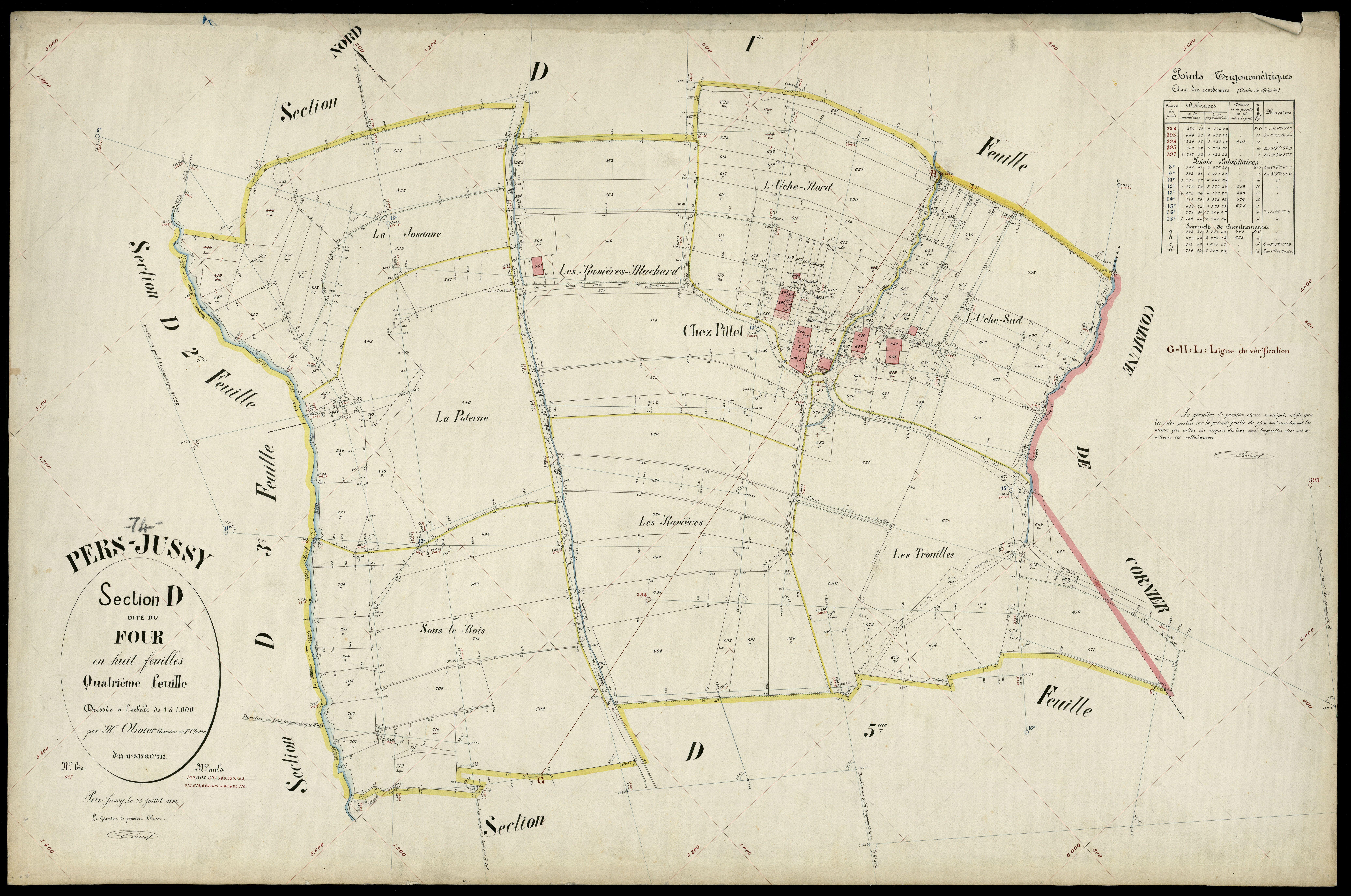 3 P 3 6855 - Feuille n° 5, parcelles n° 713 à 898 - 25 juillet 1896
