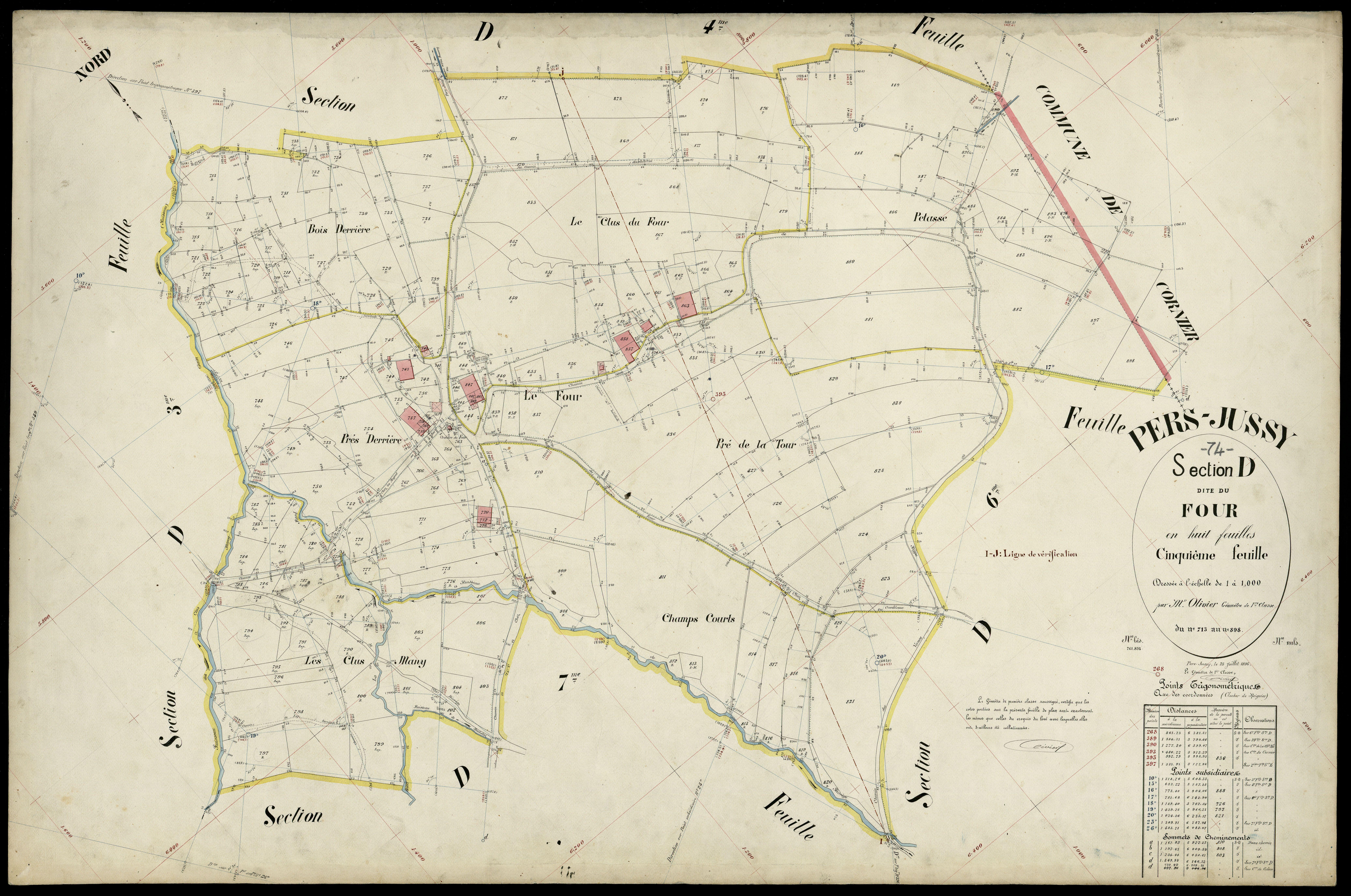 3 P 3 6856 - Feuille n° 6, parcelles n° 899 à 1026 - 25 juillet 1896