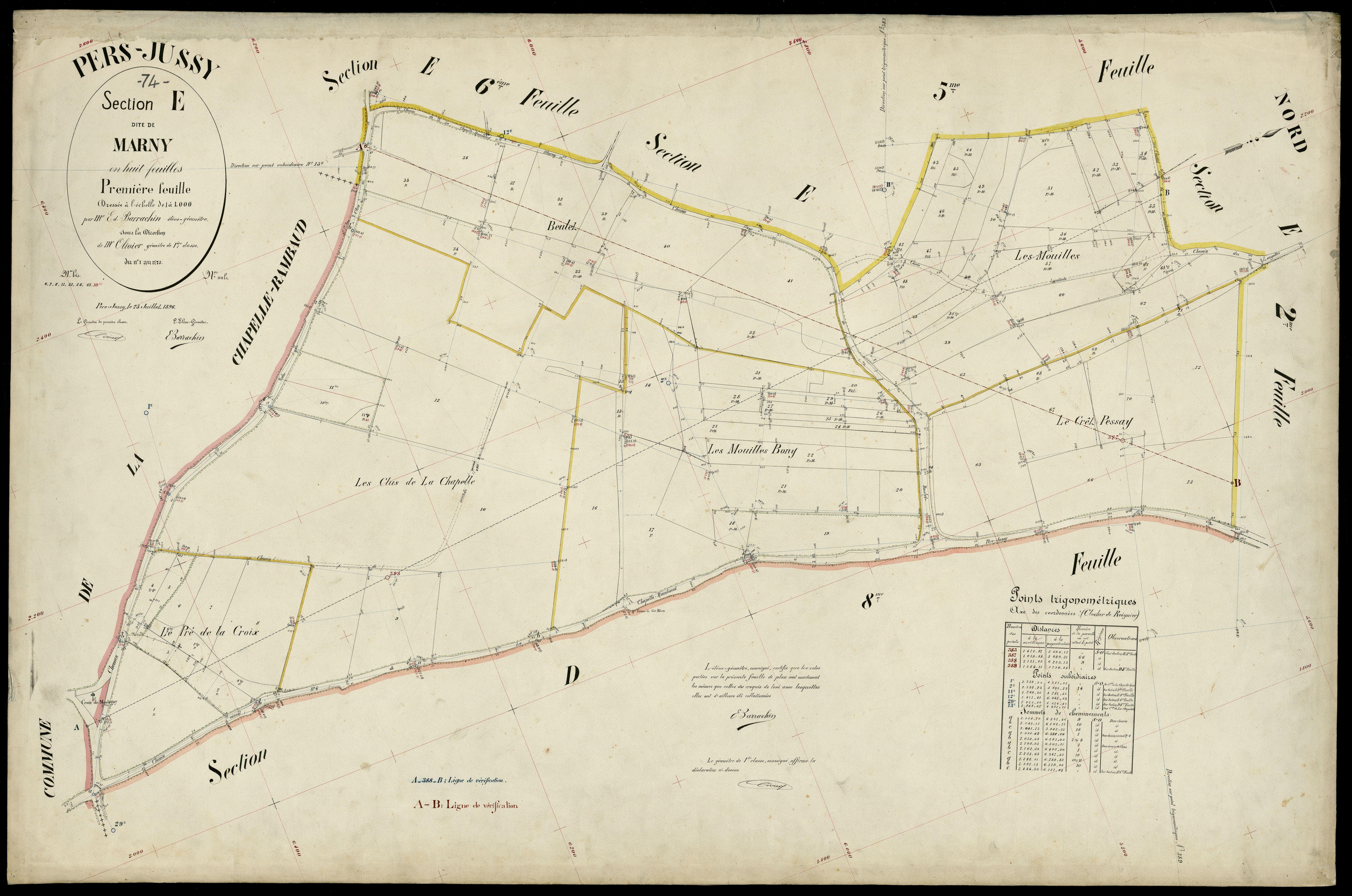 3 P 3 6860 - Feuille n° 2, parcelles n° 74 à 169 - 25 juillet 1896