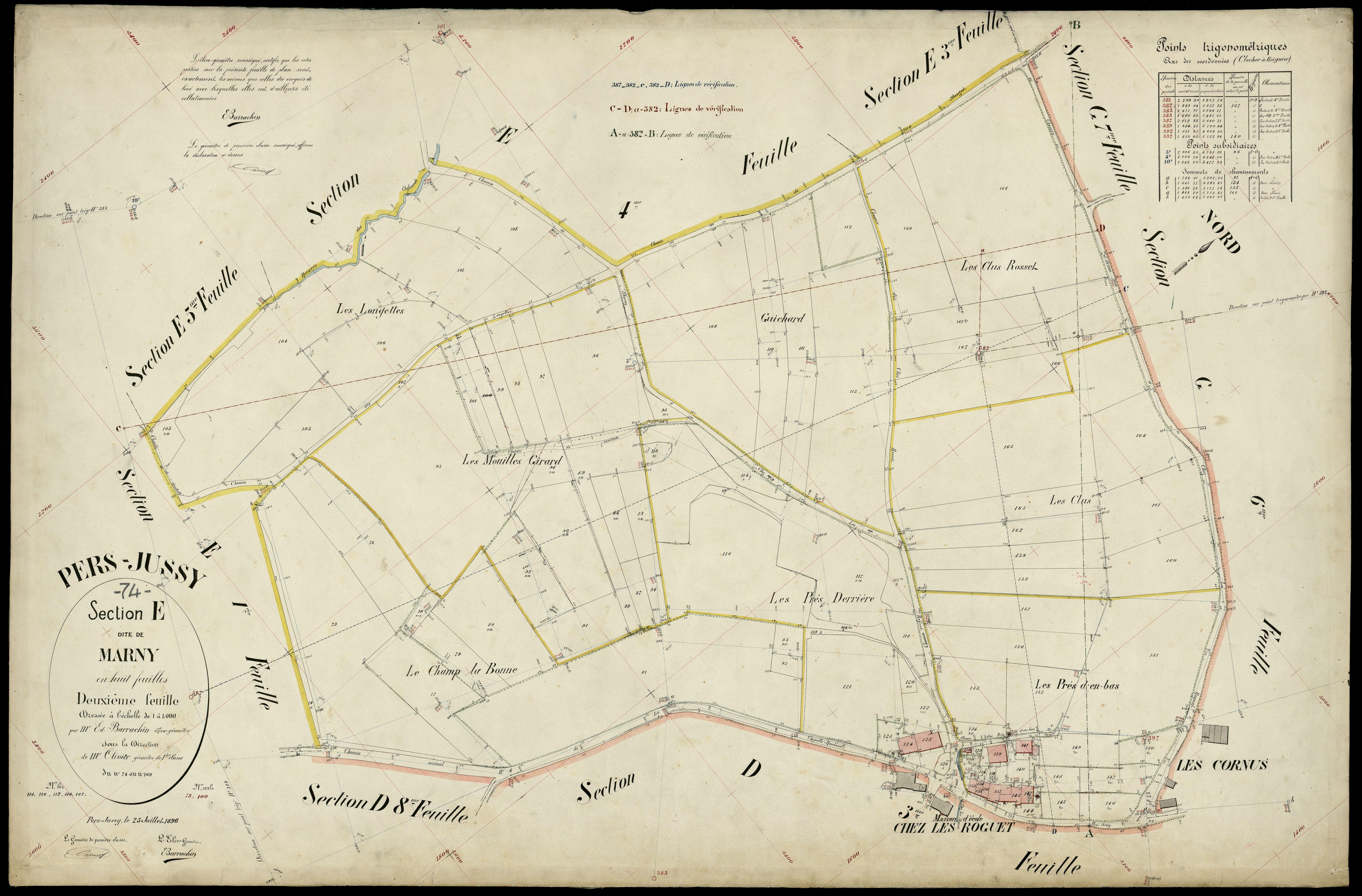 3 P 3 6861 - Feuille n° 3, parcelles n° 170 à 263 - 25 juillet 1896