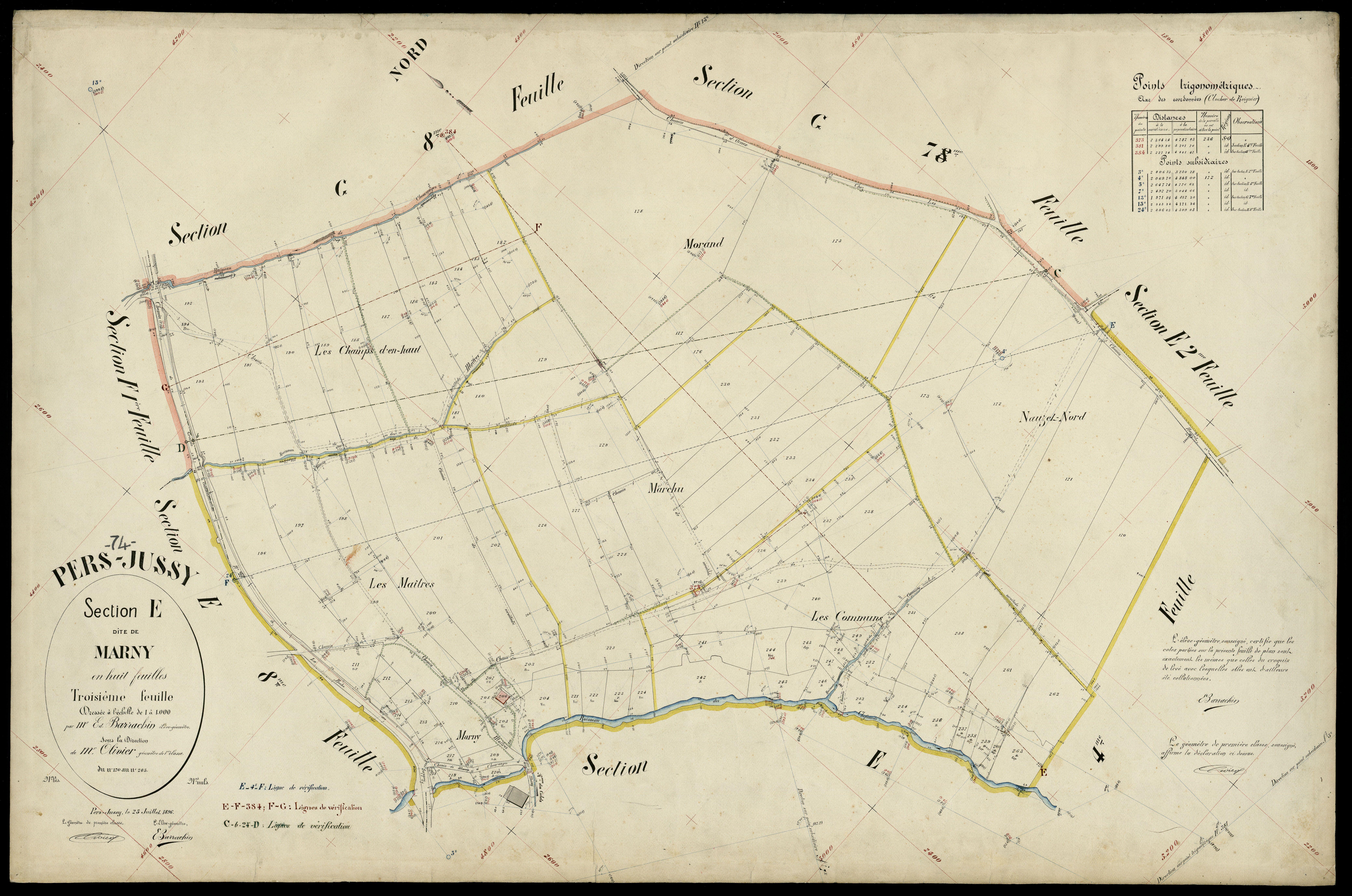 3 P 3 6862 - Feuille n° 4, parcelles n° 264 à 404 - 25 juillet 1896