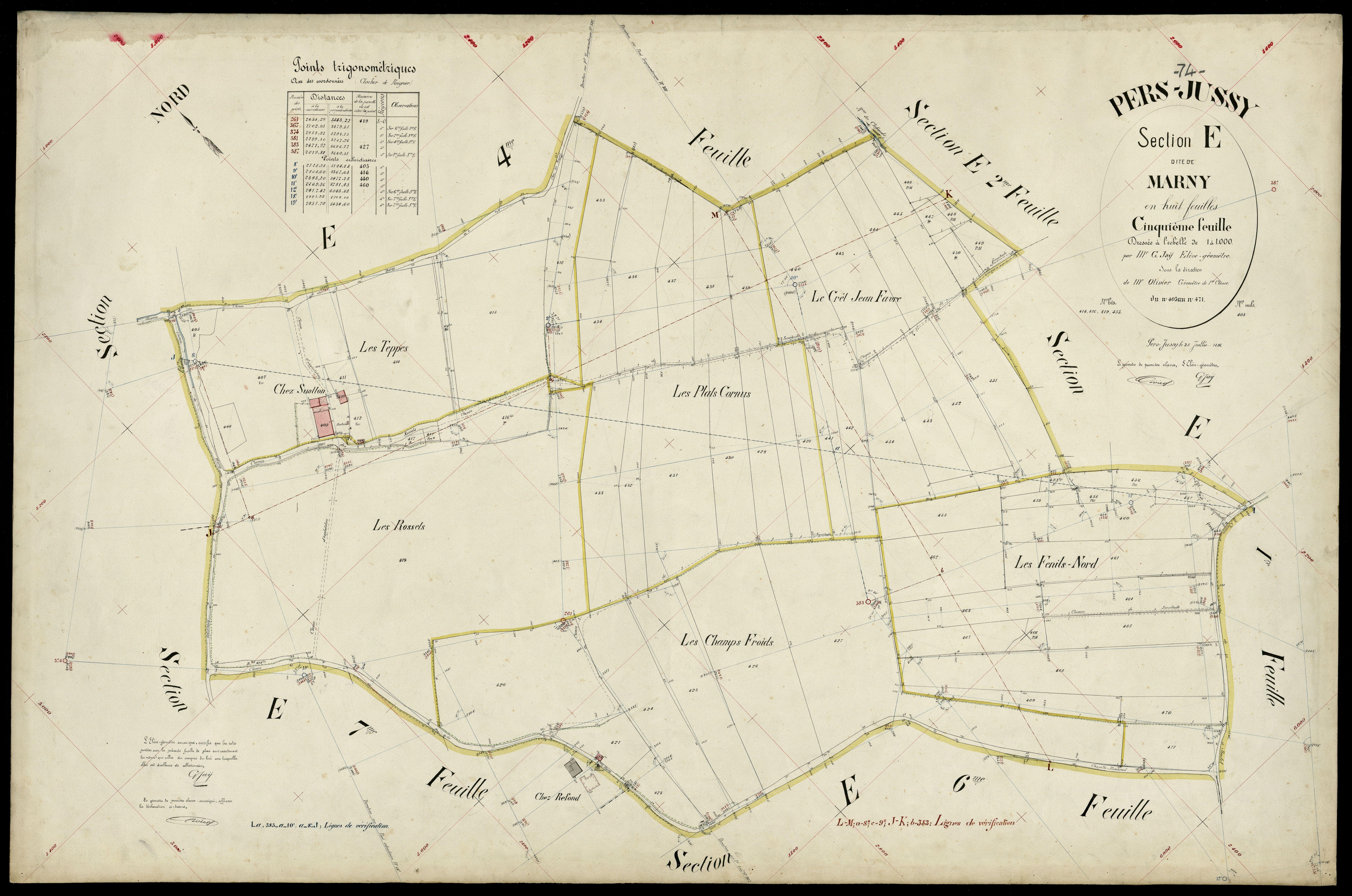 3 P 3 6864 - Feuille n° 6, parcelles n° 472 à 561bis - 25 juillet 1896