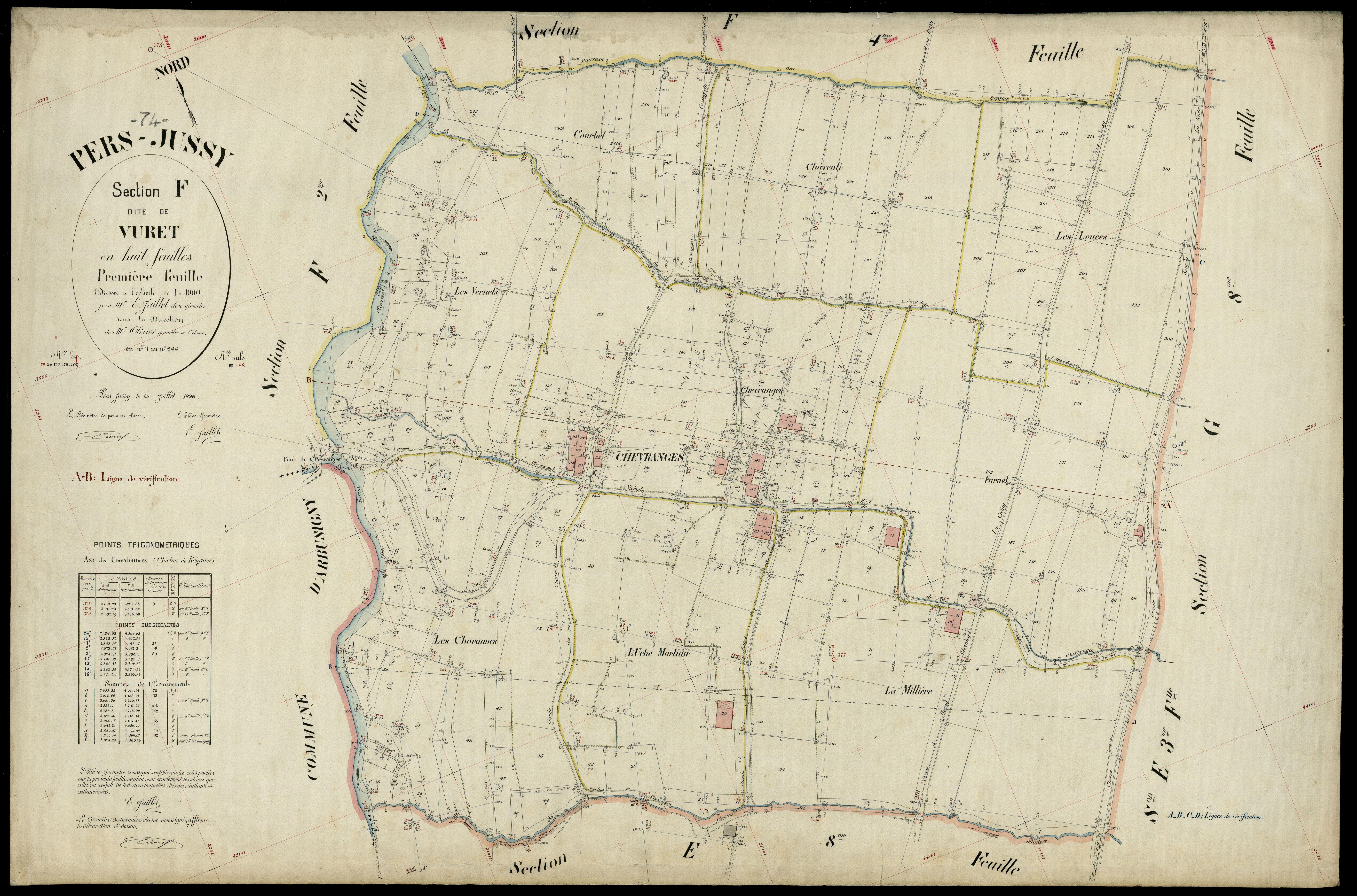 3 P 3 6868 - Feuille n° 2, parcelles n° 245 à 421 - 25 juillet 1896