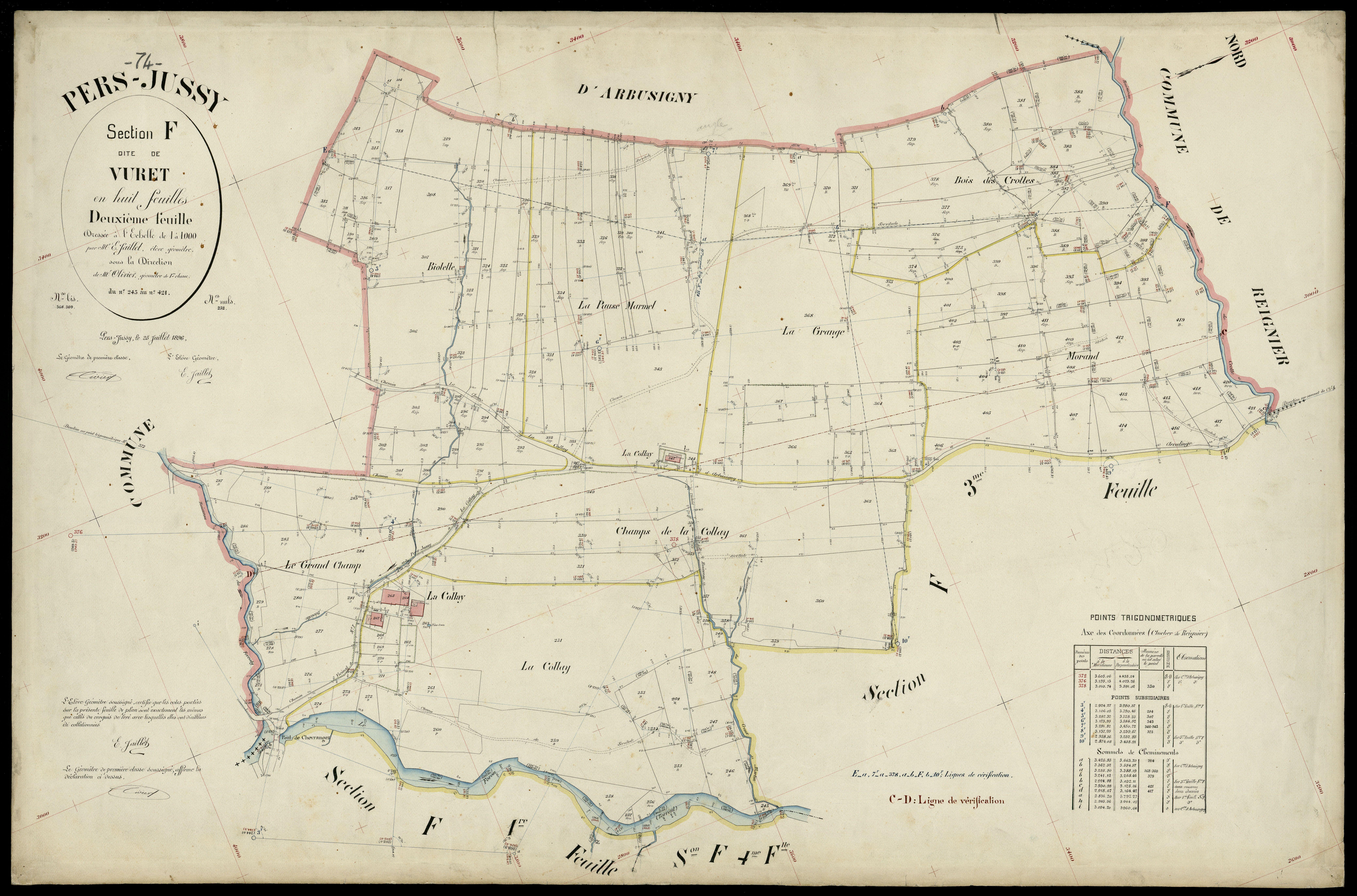 3 P 3 6869 - Feuille n° 3, parcelles n° 422 à 489 - 25 juillet 1896