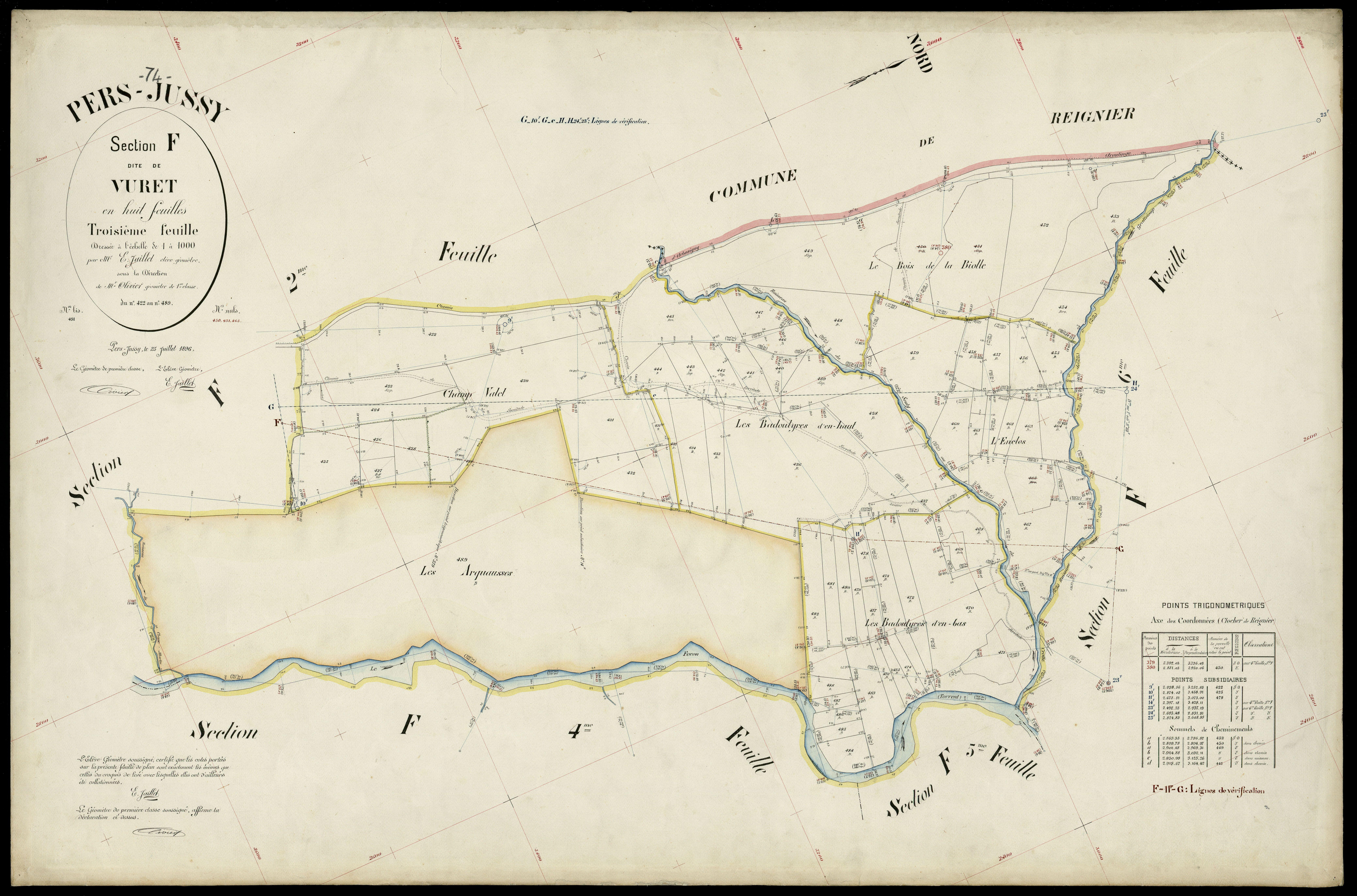 3 P 3 6870 - Feuille n° 4, parcelles n° 490 à 652 - 25 juillet 1896