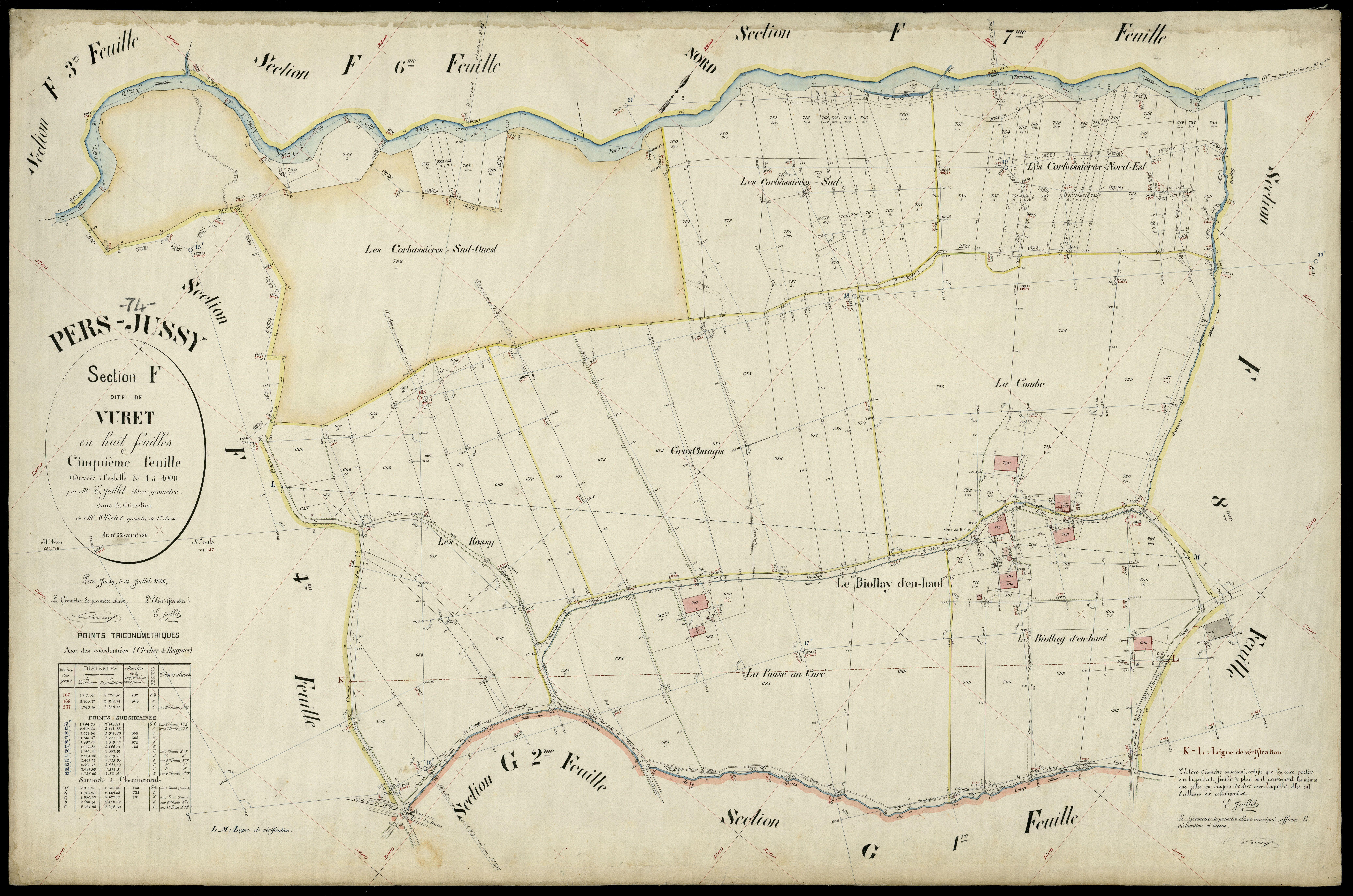 3 P 3 6872 - Feuille n° 6, parcelles n° 790 à 878 - 25 juillet 1896